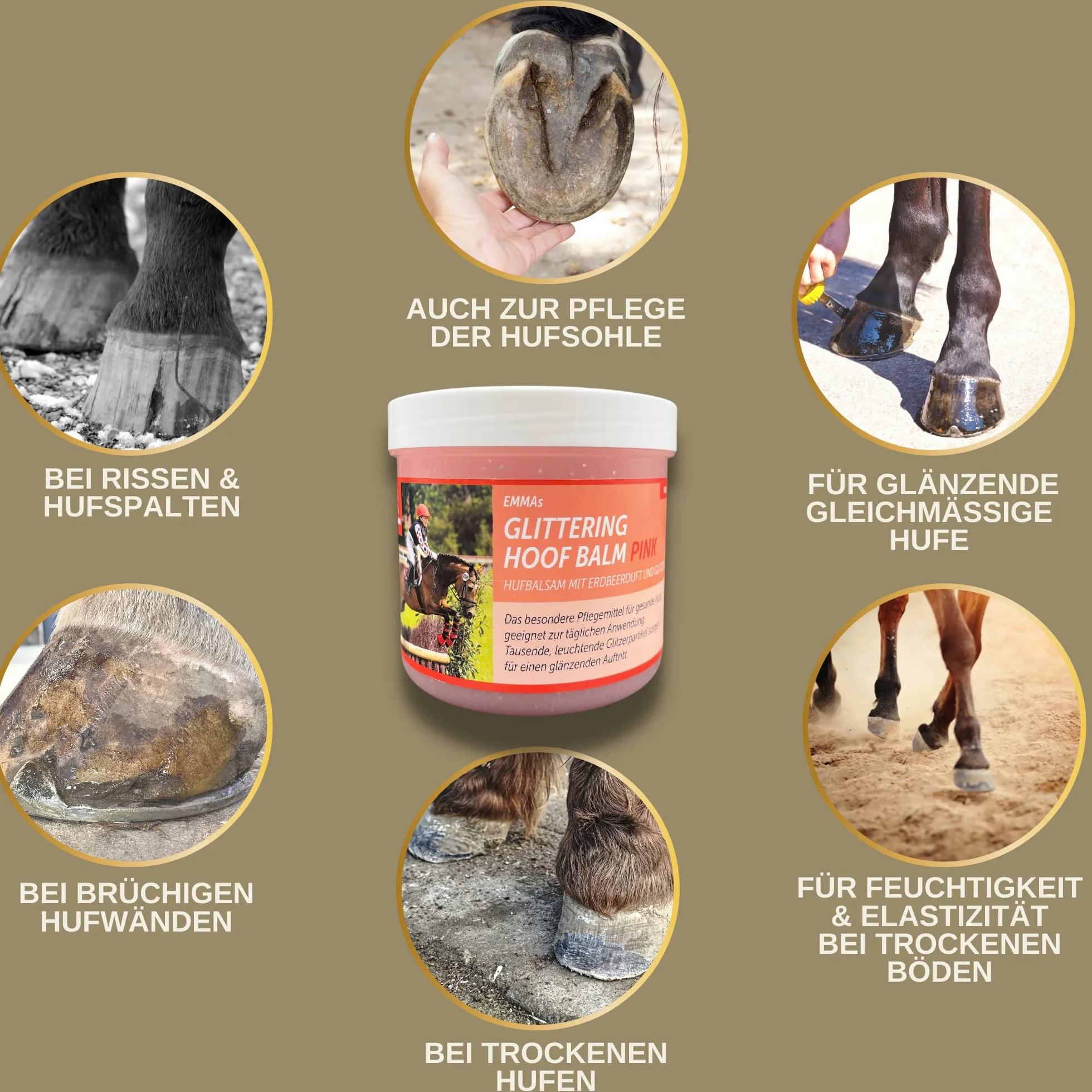 Grasa para cascos de caballos con brillo 2*500ml rosa con aceite de laurel I bálsamo para cascos de caballos I cura para cascos contra cascos secos I cuidado de cascos I ungüento de laurel caballo