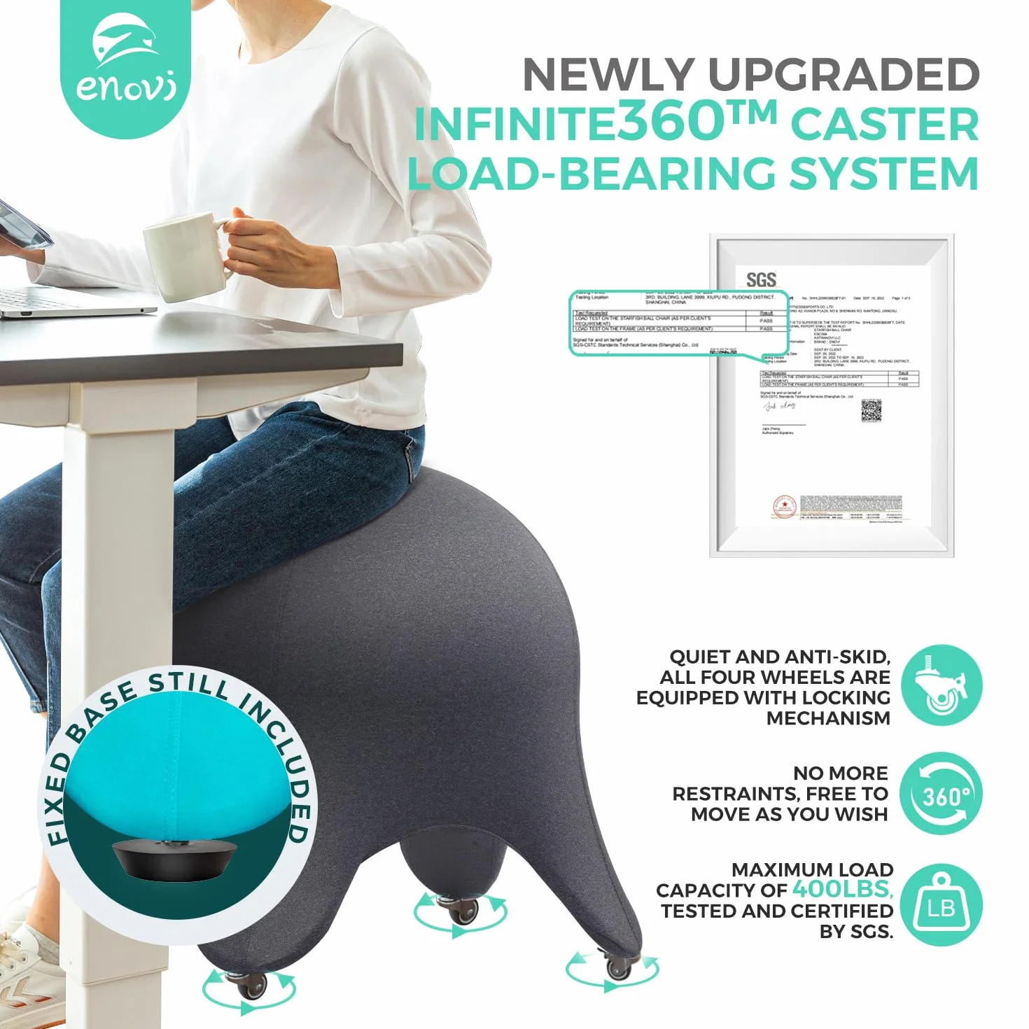 Silla de pelota de yoga 50.8 cm diseño ergonómico para oficina hogar alivia dolor de espalda