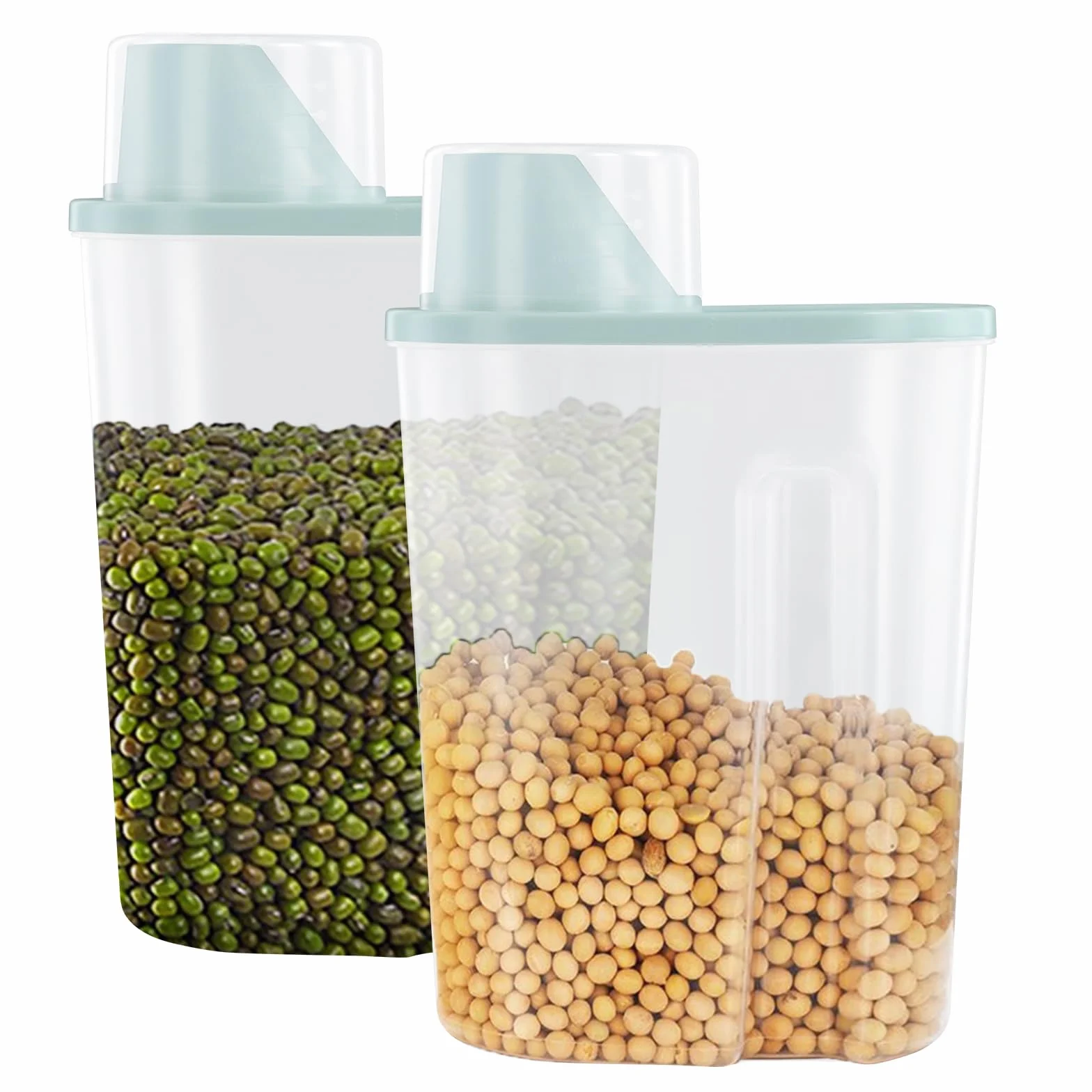 Dokeno 2PCS Contenedor Pienso 2,5 L, Contenedor Comida Perro con Vaso Medidor, Recipientes Herméticos para Comida para Perros, Envase de Plástico, para Cereales, Arroz, Perros, Gatos (26 * 15 * 8cm)