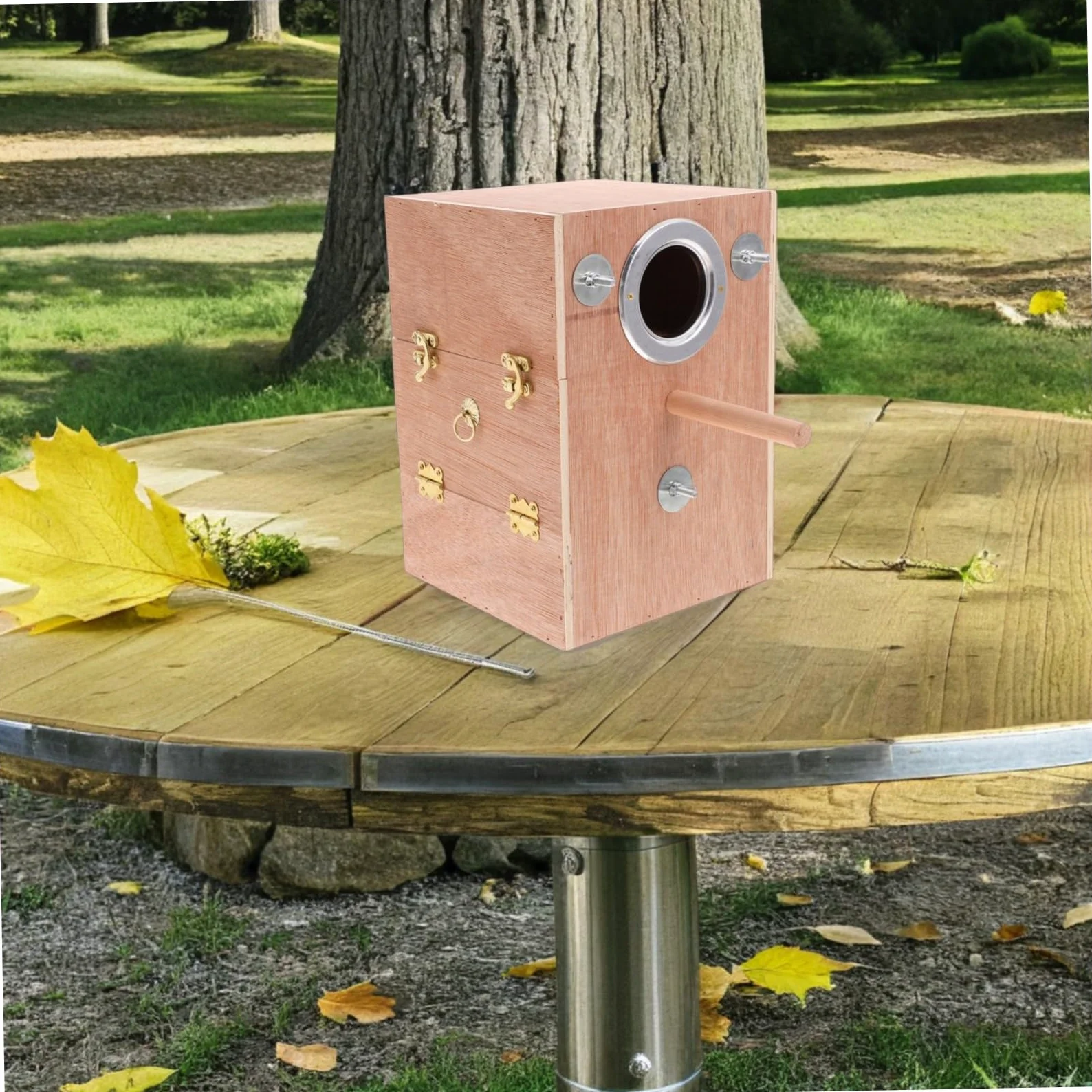 Caja Nido de Madera para Periquitos con Soporte y Colgante Exterior Habitáculo para Cría de Agapornis Cacatúas Pinzones y Pequeños Diseño y