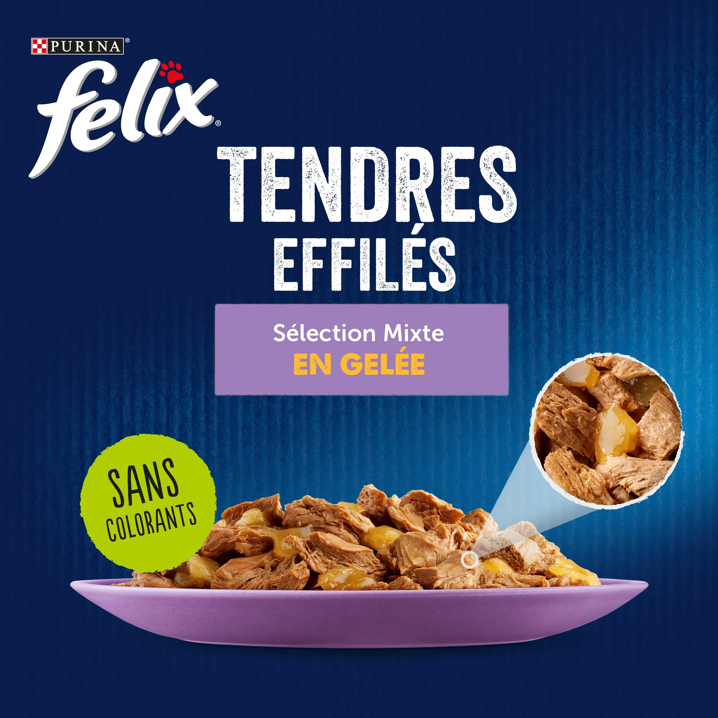 FELIX Tiernas Afiladas en Jalea | Gato Adulto | Selección de Pollo, Ternera, Atún, Salmón | Juego de 4 x 85 g | Bolsa Fresca