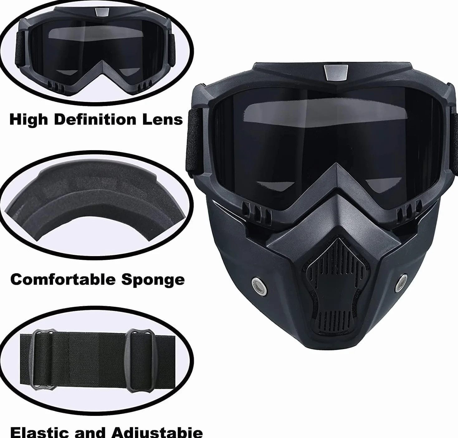 Airsoft Paintball Full Face Tactical Mask with Goggles for Motorcycle Cycling Skiing Halloween Cosplay