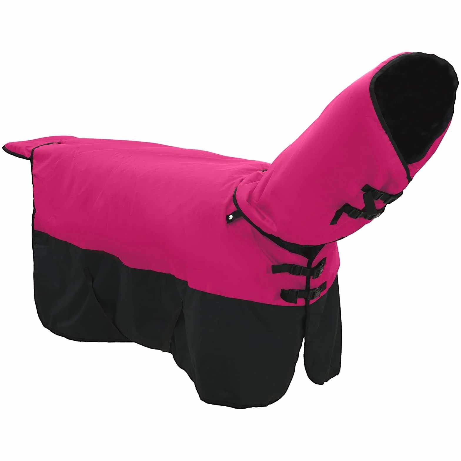 Manta para caballo rosa y negro, 75 cm, de poliéster impermeable con cierre ajustable, transpirable y resistente al viento, para establo, pasto, paddock, al aire libre y equitación en