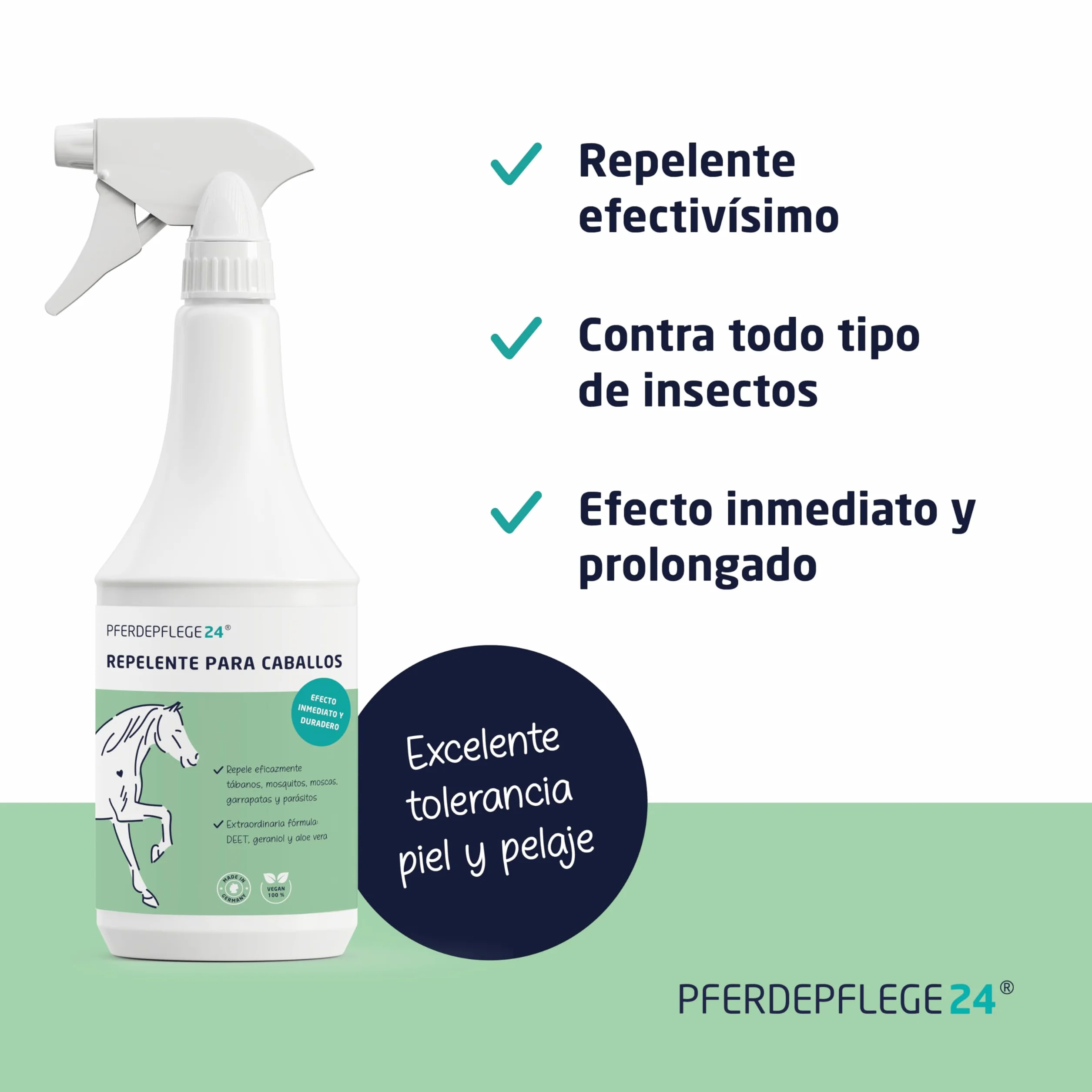 PFERDEPFLEGE24 Spray Repelente Moscas para Caballos con DEET 1000ml