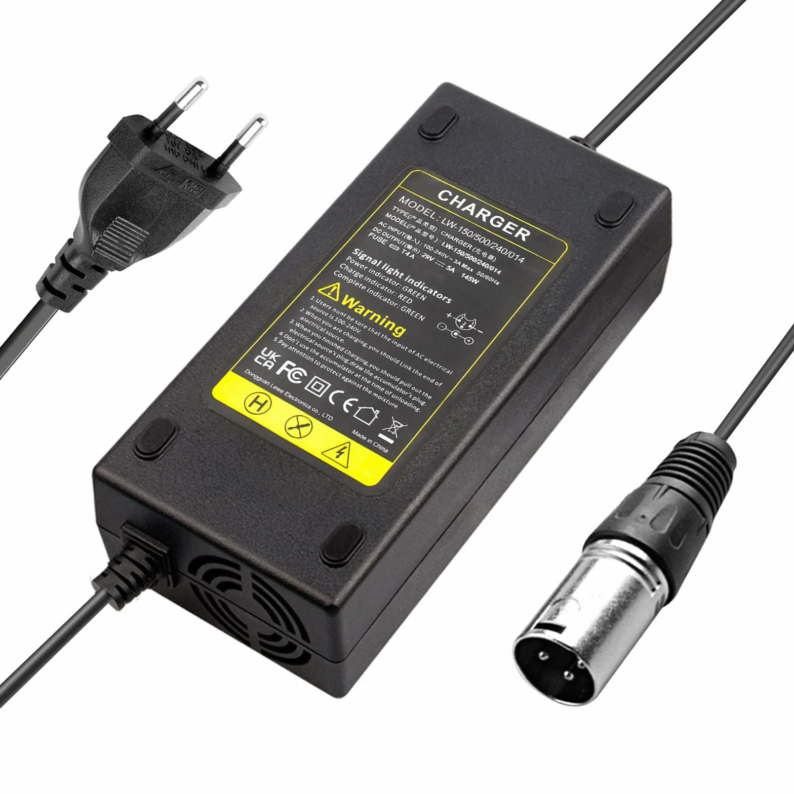 LabTEC Cargador Scooter Eléctrico 24V 2A-5A XLR para Silla de Ruedas, Carrito de Golf, E-Bike
