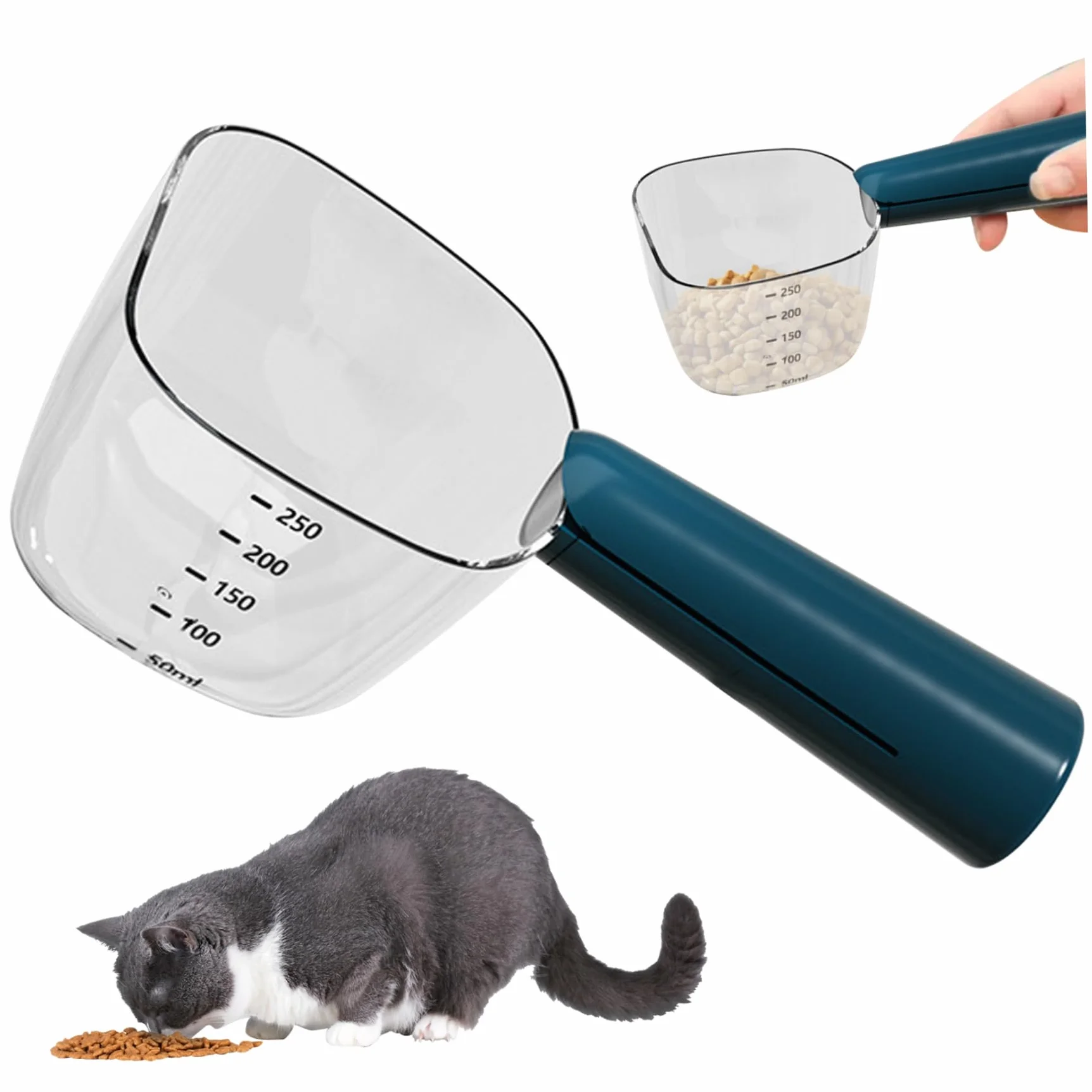 Taza Medidora de Comida para Perros con Escala, Cuchara Precisa de Comida para Mascotas con Clips para Bolsas de Comida para Perros, Cuchara Multifuncional de ABS para Comida de Gatos para