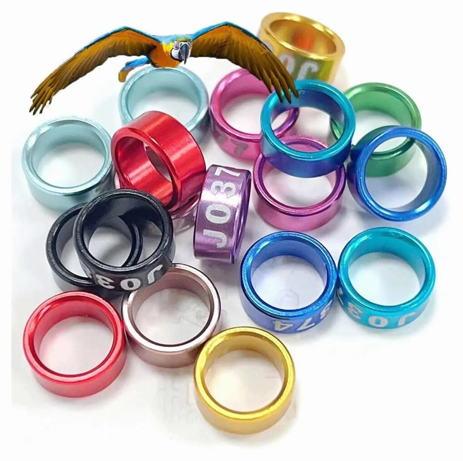 Anillos de piernas de pájaro de Aluminio, Anillos de Aluminio for Patas de pájaros, Multicolor, 4,0-8,0 mm, Paquete de 50-200 Piezas(Mixed Colors8.0mm,200pc)
