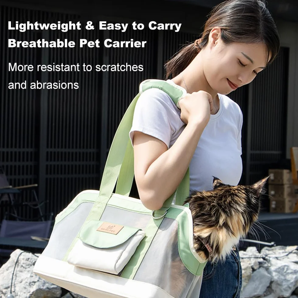 Bolsa portátil para gatos, transpirable, resistente al desgaste, bolsa de hombro portátil para perros pequeños y gatos, tela Oxford, antiarañazos, resistente a la suciedad, diseño de gran capacidad