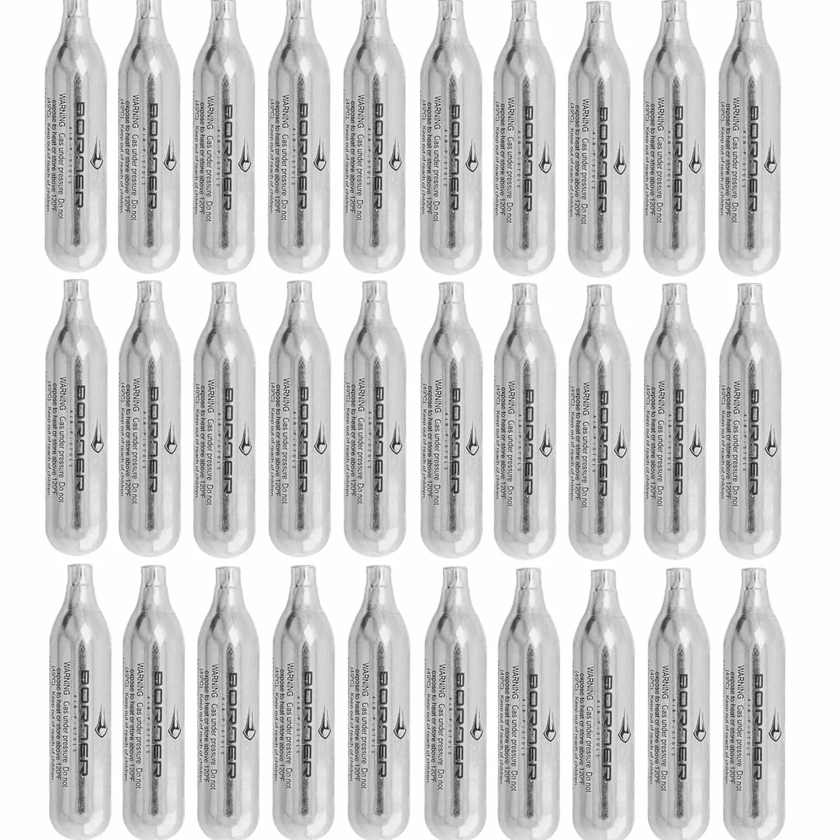 BORNER Bombonas de CO2 Alto Rendimiento 12 gr para Airsoft Pistolas Balines Perdigones 30 uds