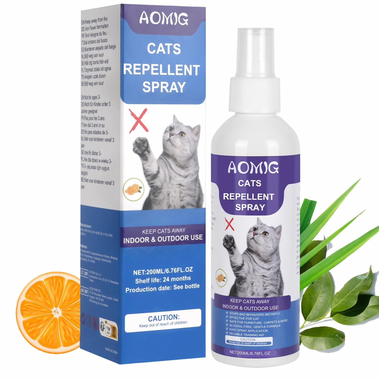 Aomig Spray Arañazos Gatos, 200ml Spray Repelente para Gatos, Spray Arañazos Gatos y Gatitos para Proteger Sofá y Muebles, Ideal para Uso Indoor y Outdoor