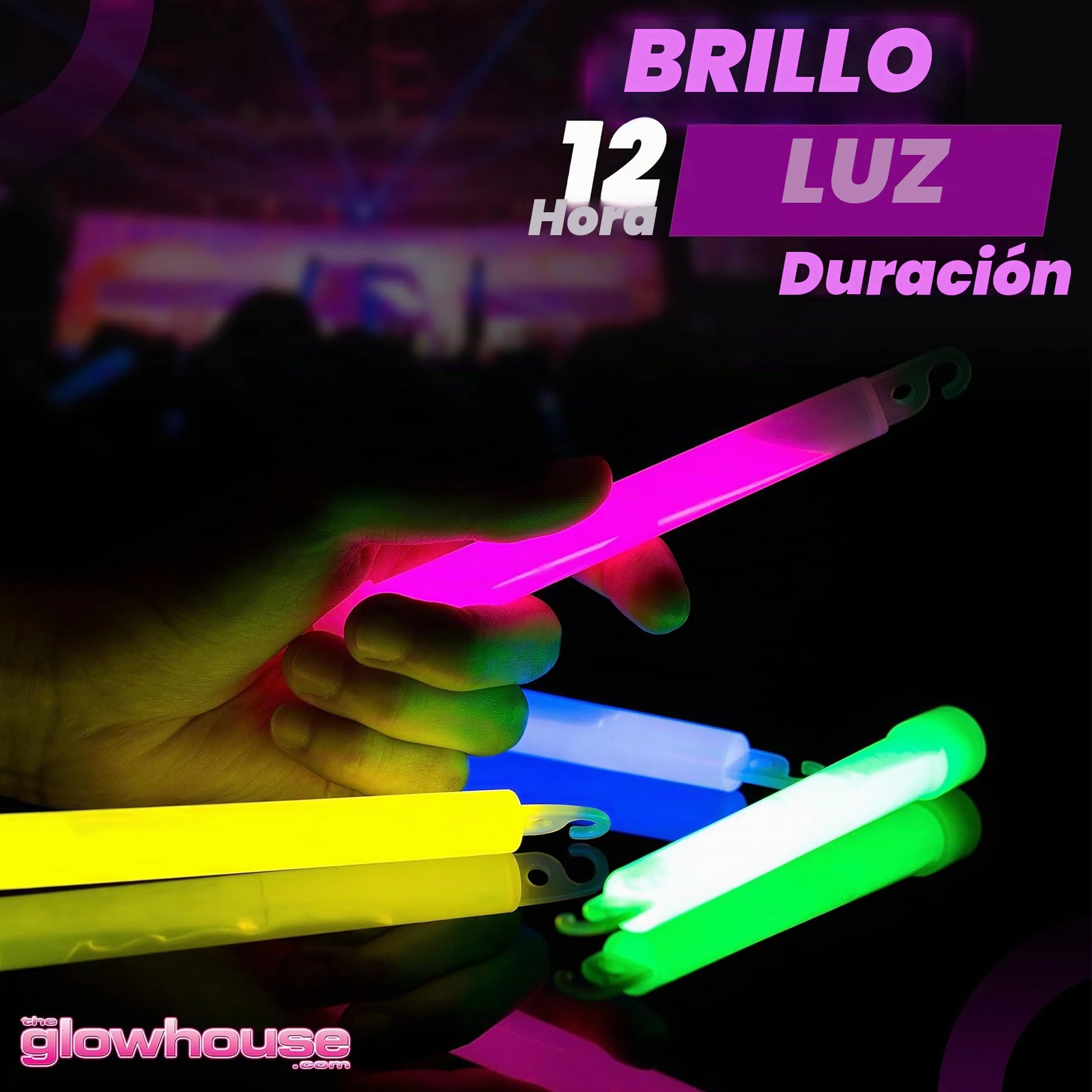 Glowhouse 10 varillas de luz brillantes emergencia 6 pulgadas duración 12 horas verde