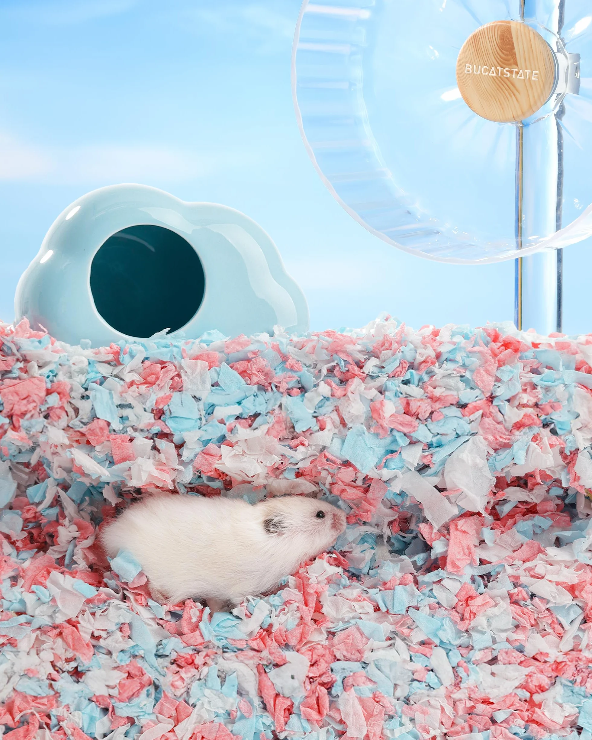BUCATSTATE Lecho para Hámsteres 70L, Camas para Conejos Animales Pequeños, Ratones, Jerbos, Roedores, Control de Olores, Natural Lecho de Papel Súper Absorbente, 99,9% Libre de Polvo (70litros)