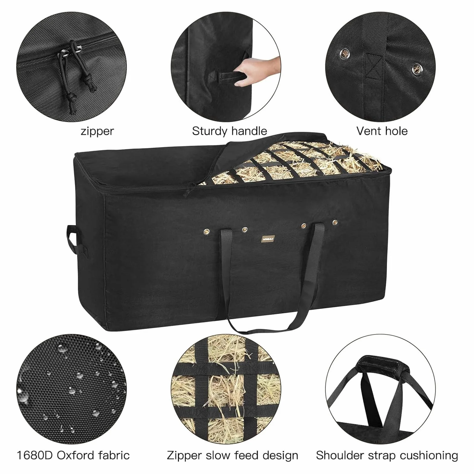 Bolsa de transporte plegable para caballos con ventilación y diseño empotrado, ligera, portátil, ideal para viajes y almacenamiento seguros de caballos, equipo ecuestre esencial