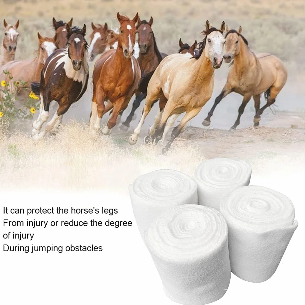 Agatige Envolturas de Pata de Caballo, 250x12cm 4 Rollos Envolturas de Pierna de Caballo Vellón Grueso Vendaje de Pierna de Caballo Soporte Equipo Ecuestre Profesional para Patas de Caballo