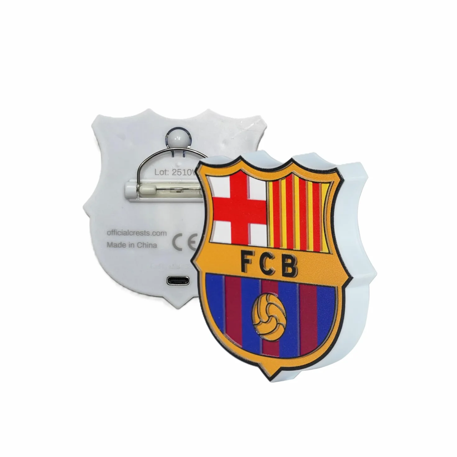 Escudo Portátil Luz LED Real Madrid Barça Valencia F.C. Benfica Batería Recargable 3 Modos de Luz
