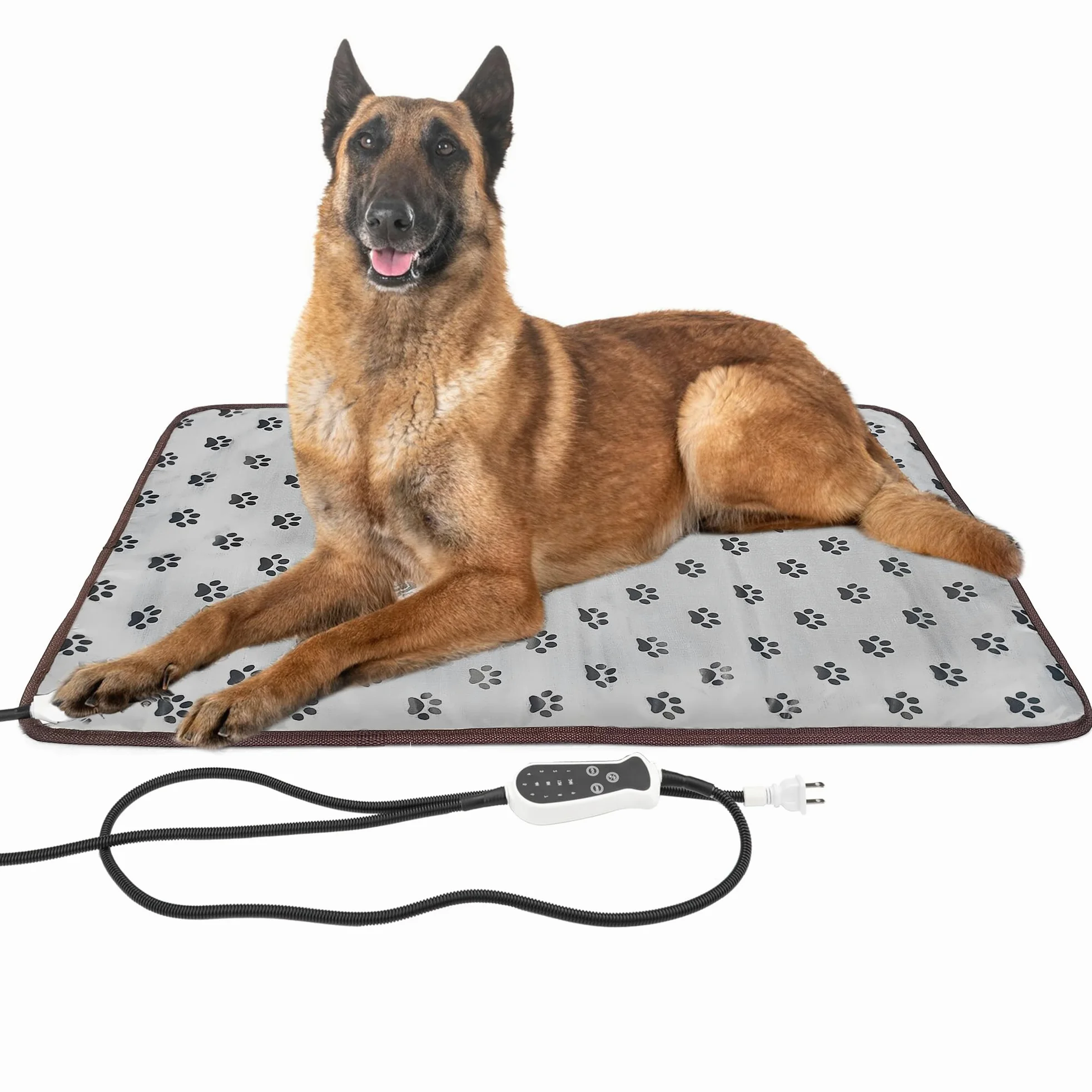 Almohadilla térmica para mascotas para perros grandes, gatos, almohadilla térmica para perros, almohadilla térmica eléctrica para perros con temporizador, alfombrilla de calentamiento ajustable, a