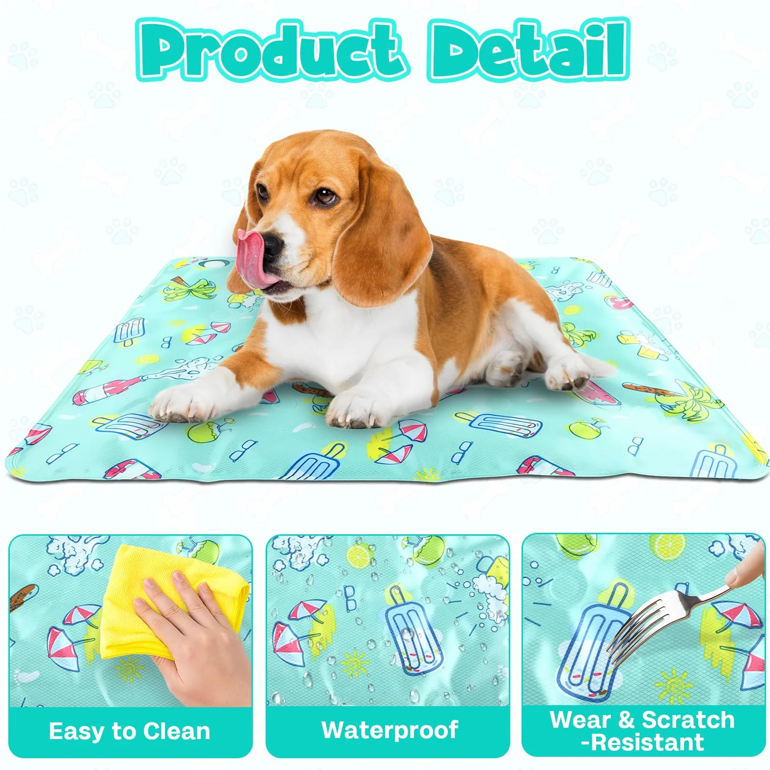 Alfombra Refrescante para Perros y Gatos,40 x 50 CM Alfombrilla de Enfriamiento para Mascotas, Pet Cooling Mat, Autoenfriante, Manta Refrescante para Perros para Sofás Camping,Piso