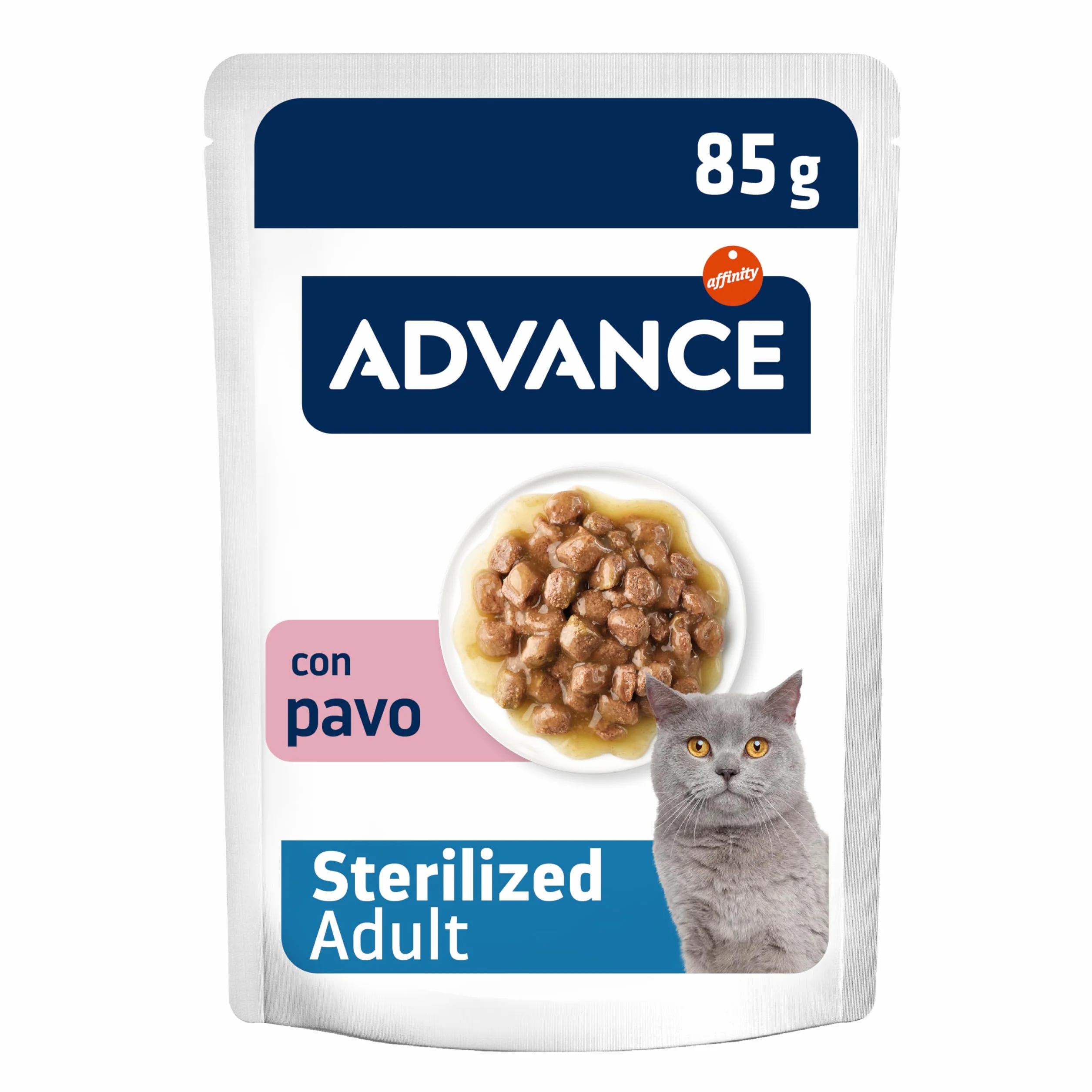 Advance Comida Húmeda para Gatos Adultos Esterilizados con Pavo, Multipack 12 x 85 g, Total 1.02 kg