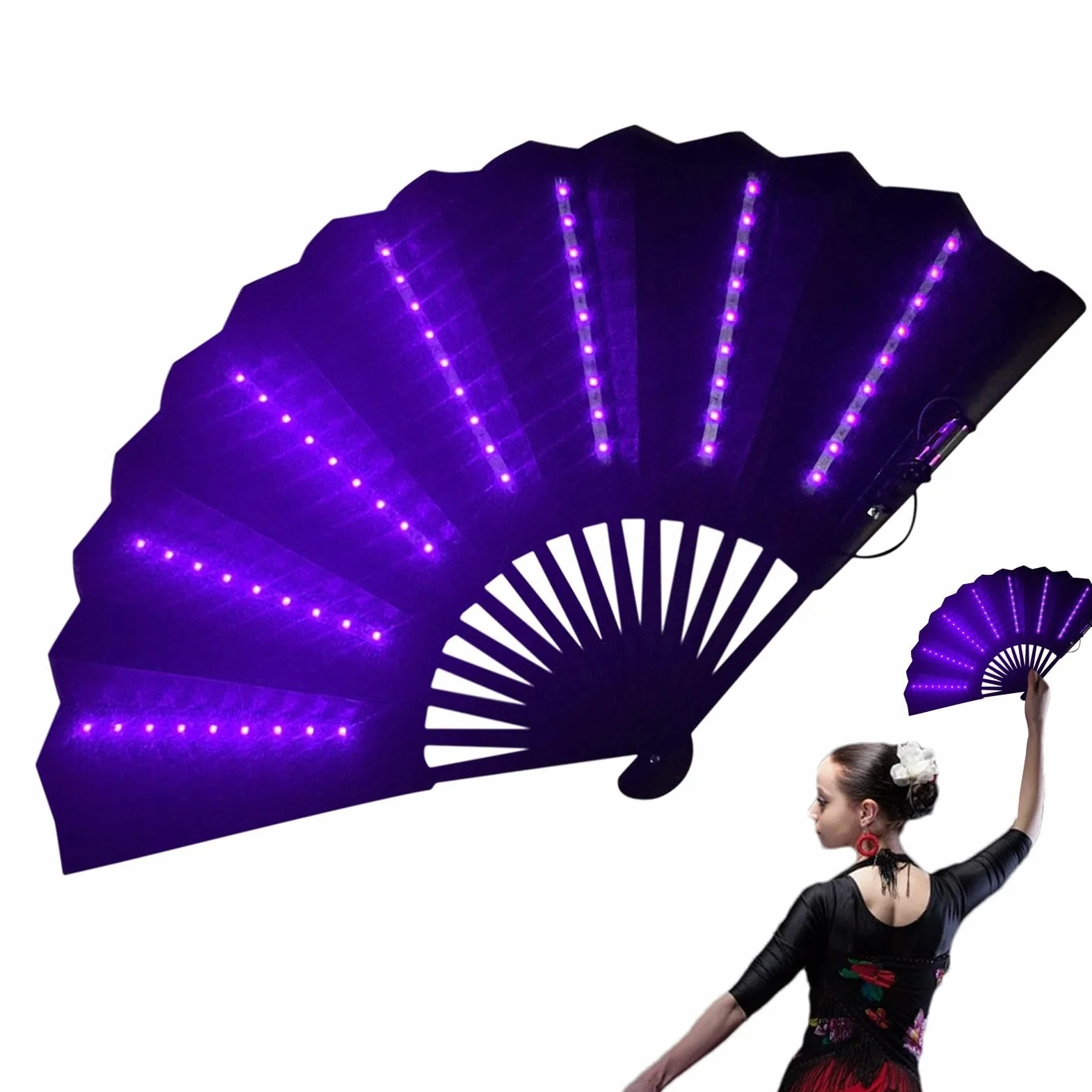 Abanico de mano plegable para festivales, ventilador de mano multiusos para viajes, accesorios de carnaval