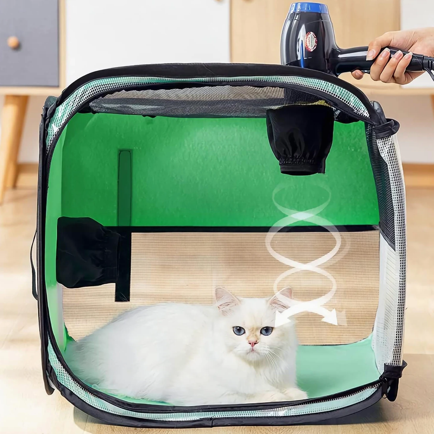 Caja De Secado para Mascotas, Portátil, Plegable, para Mascotas, Secador De Pelo para Mascotas, Aseo Limpio, Secador De Casa, Jaula para Perros Y Gatos, Caja De Secado, Bolsa De Viaje De Lado Suave