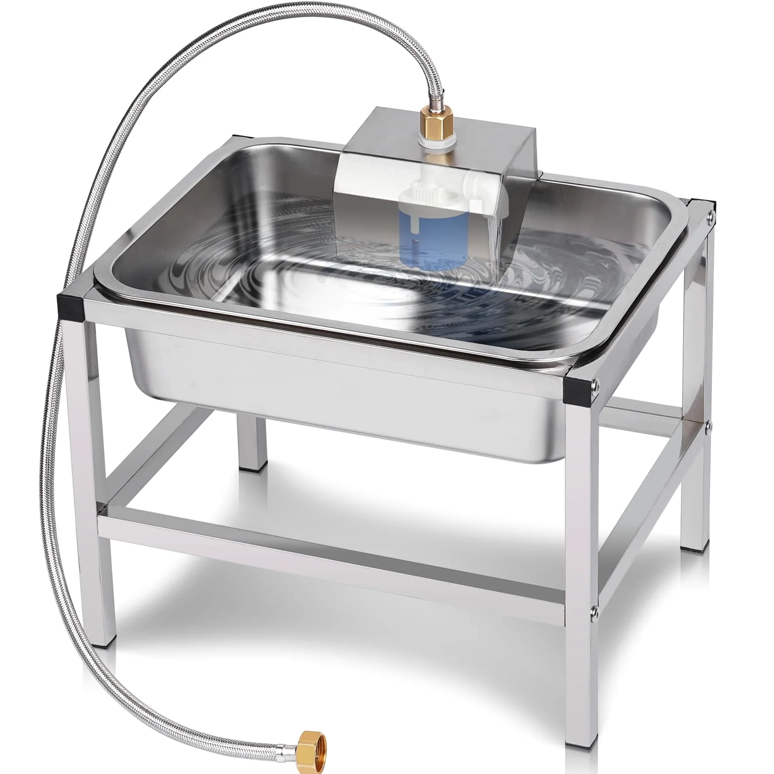 Dispensador automático elevado de cuencos de agua para perros grandes, de acero inoxidable de 3 galones, con soporte para aliviar la presión de las articulaciones, cuencos para mascotas con