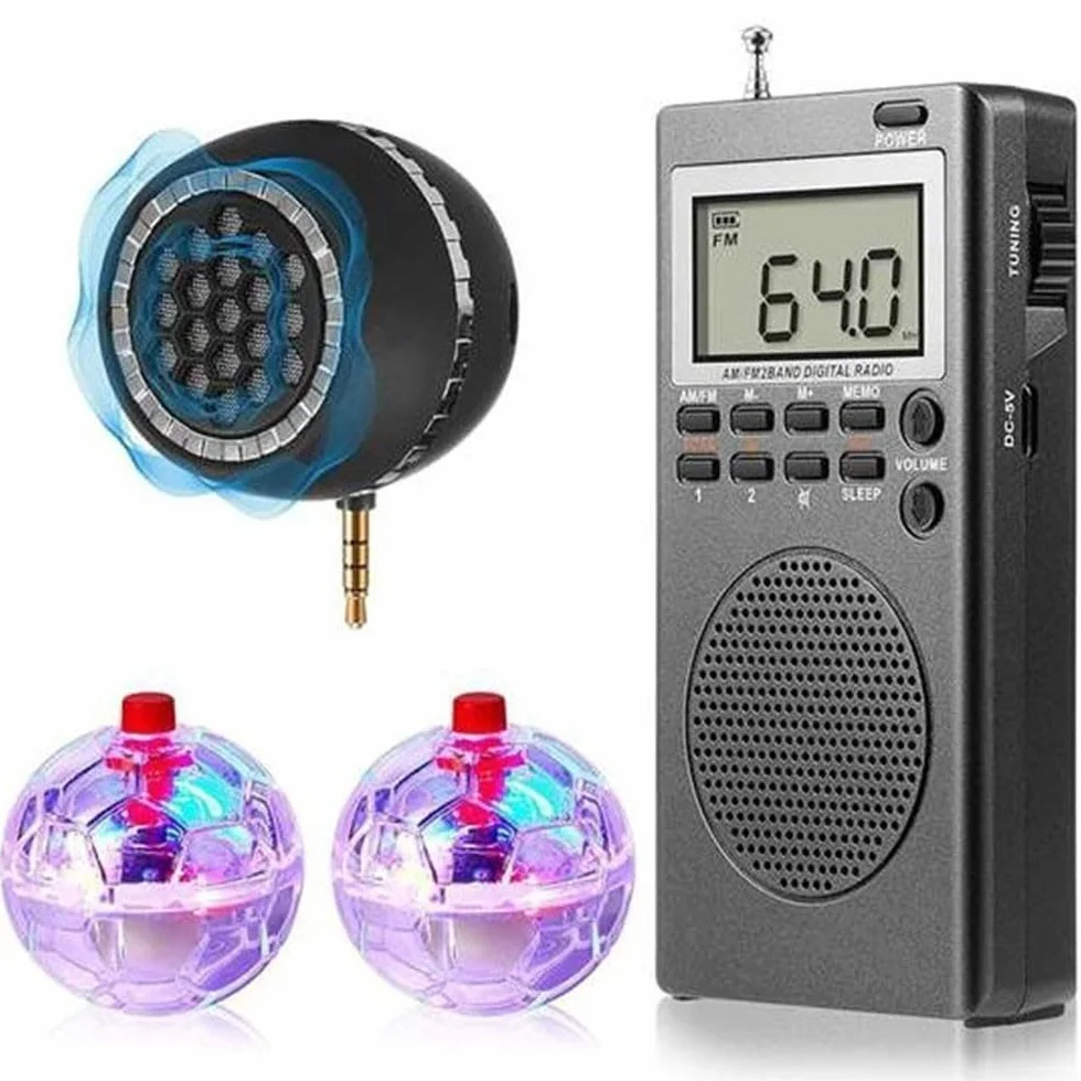 Juego de caza paranormal con radio, altavoz y bolas LED, 4 piezas