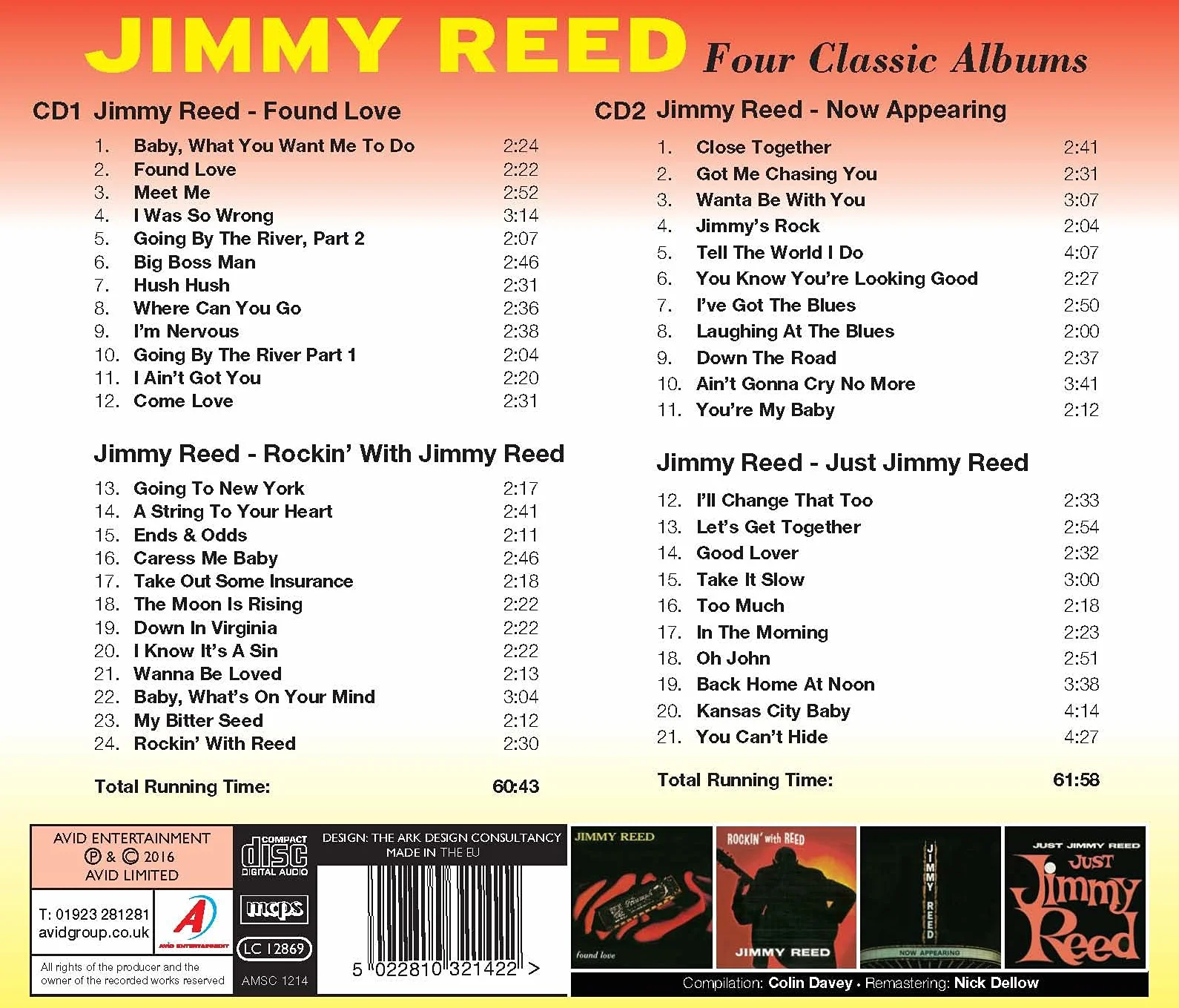 Jimmy Reed Four Classic Albums Found Love Rockin' With Jimmy Reed Now Appearing Just Jimmy Reed