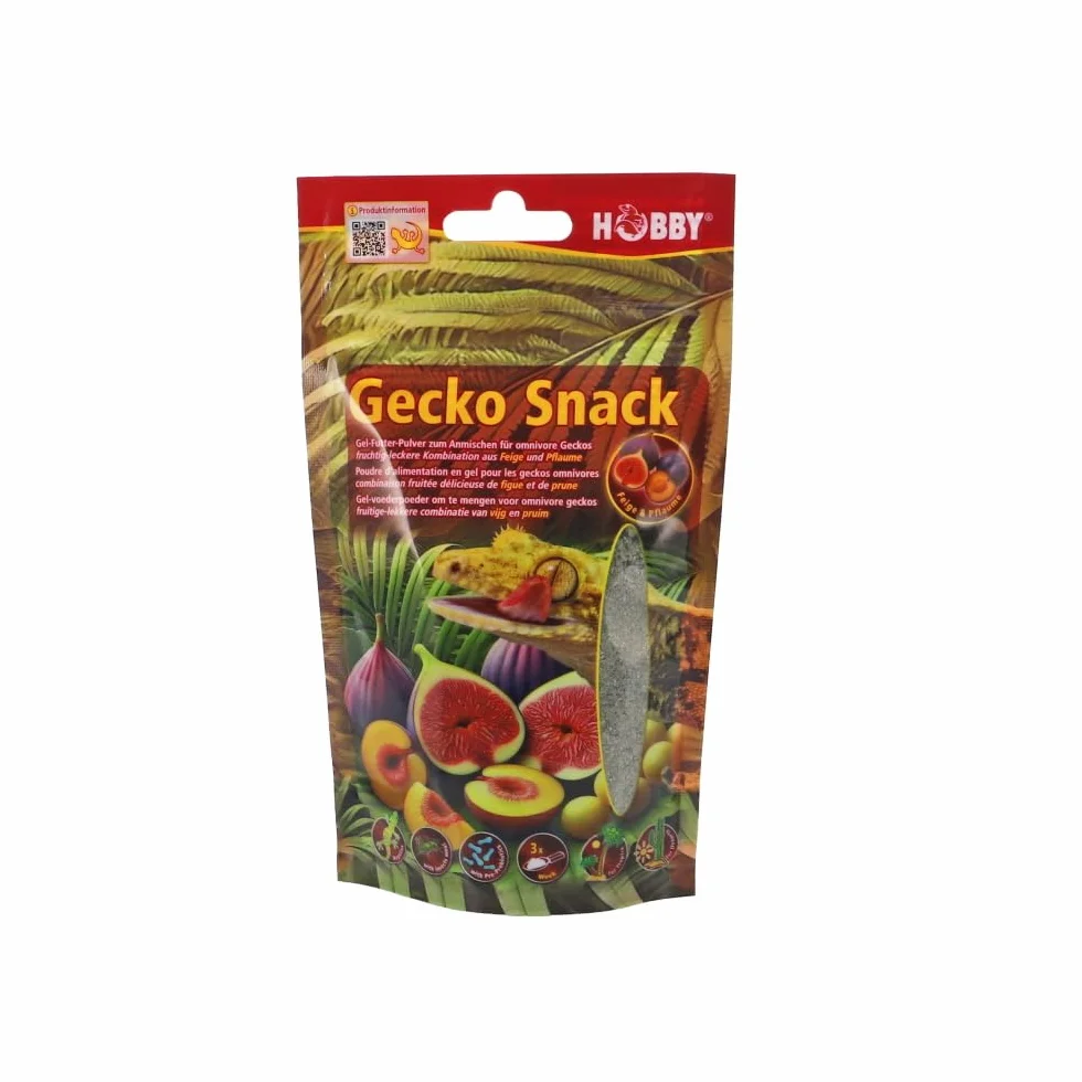 Hobby Terraristik Gecko Snack Higo/Ciruela - Forro de gel afrutado para geckos | 1 unidad | Con harina de insectos y probióticos para una digestión saludable y vitalidad