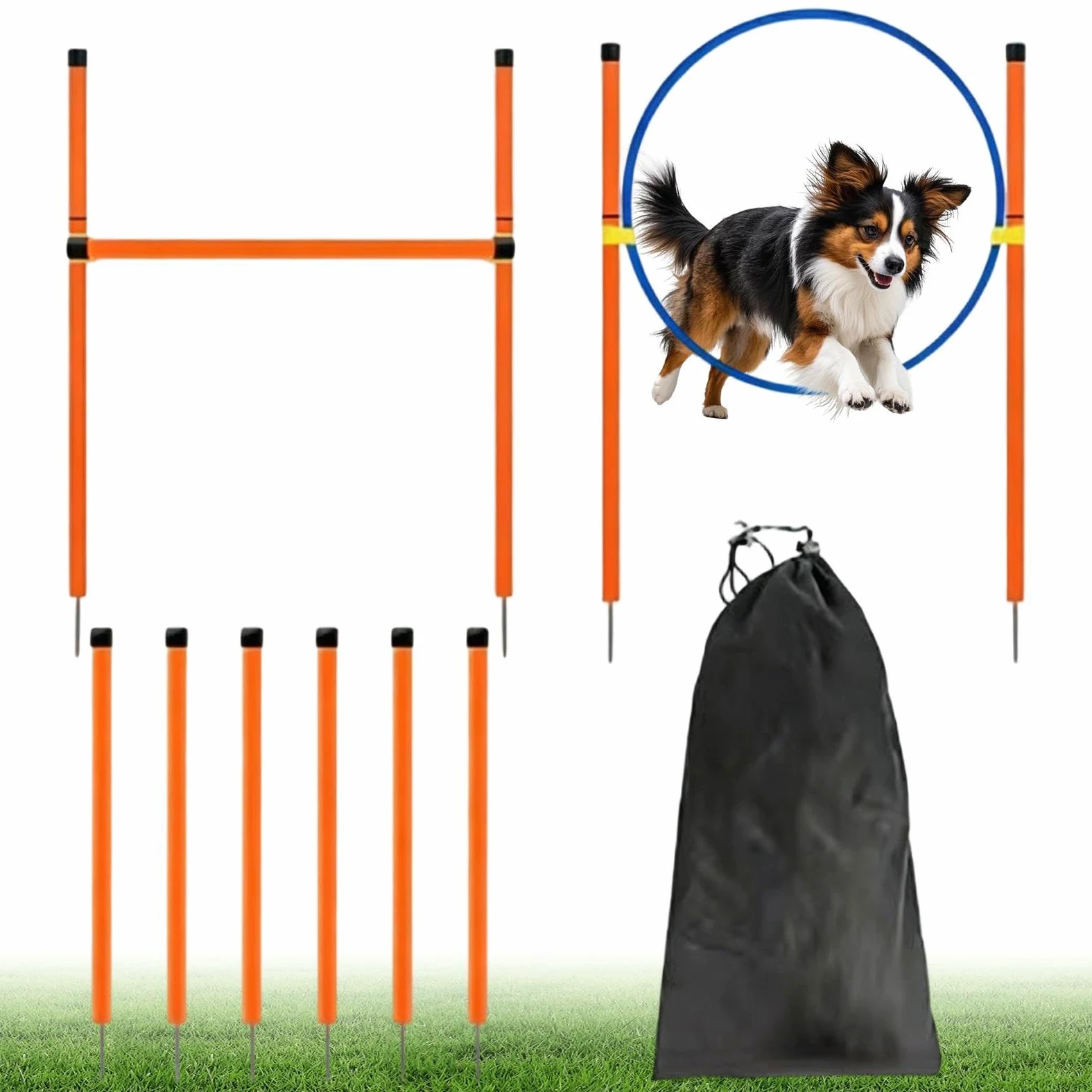 Equipo de adiestramiento en agilidad para perros Juego de Entrenamiento con | Equipo de Juego al Aire Libre para Perros Para recreación competición campo zona lúdica playa parque jardín y