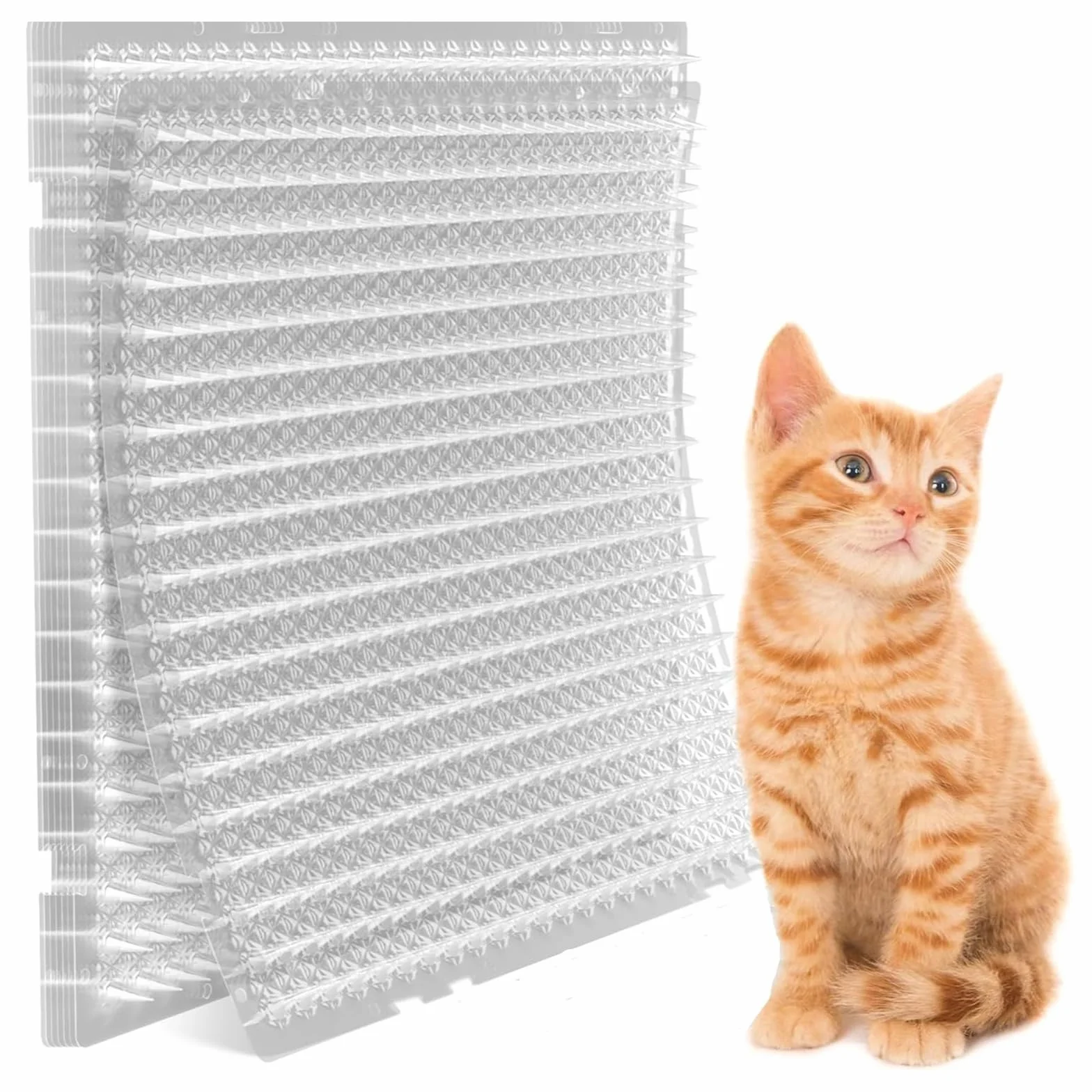 Alfombrilla Anti Gatos, Rejilla Antigatos 10 Unidades | Pinchos Disuasorios para Jardín y Balcón | Protección Duradera Interior/Exterior | PP Reciclado, Antideslizante 42 * 34cm (12, Transparente)