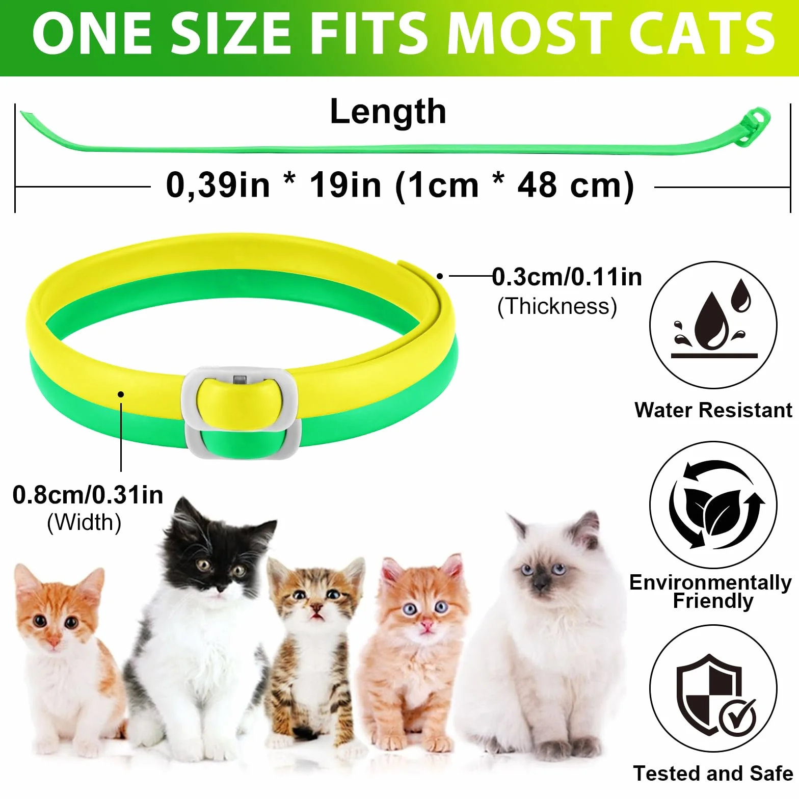 Collar De Gato, Collar De Gato De 4 Piezas, Control Seguro Y Eficaz De Pulgas Y Garrapatas, Diseño Impermeable Y Extraíble para Proteger A Todos Los Gatos Durante 24 Meses