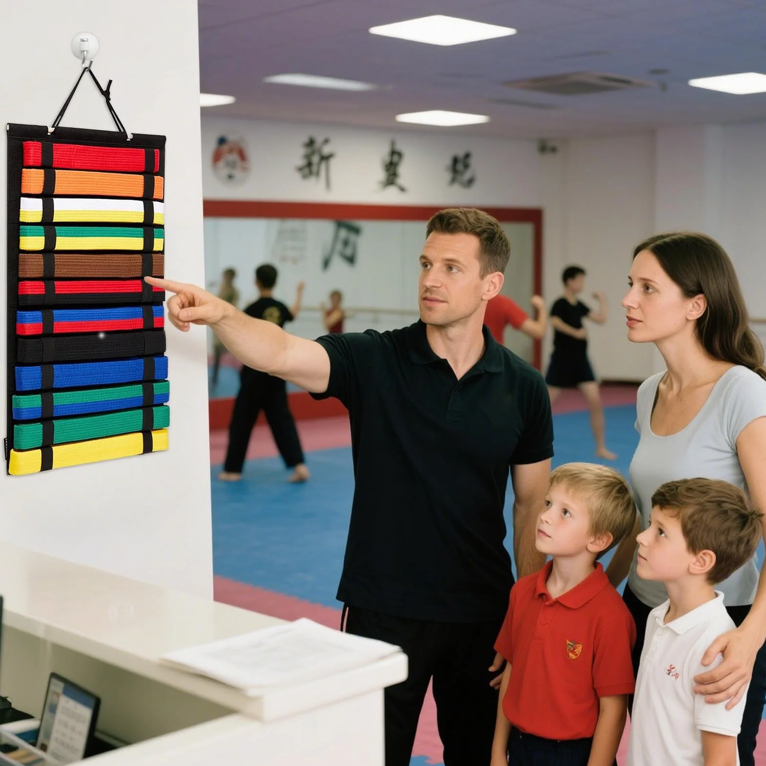 Estante de Exhibición para Cinturón de Karate - Soporte de Almacenamiento de Fieltro 24,61x13,58 Pulgadas para Pared