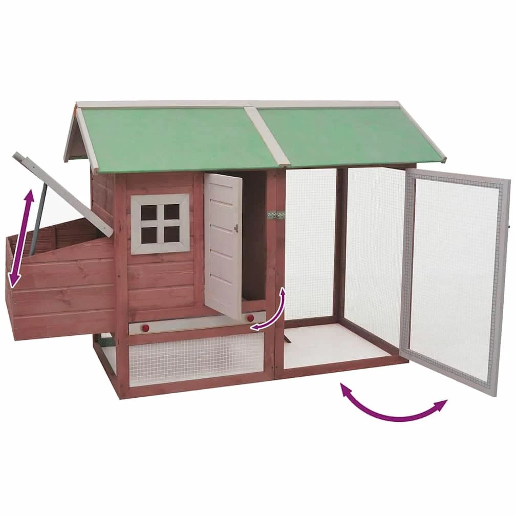 Gallinero de madera de 170 x 81 x 110 cm, jaula para gallinas, moca y verde, para animales pequeños, con nido extensible, rampa para gallineros, de pino y abeto