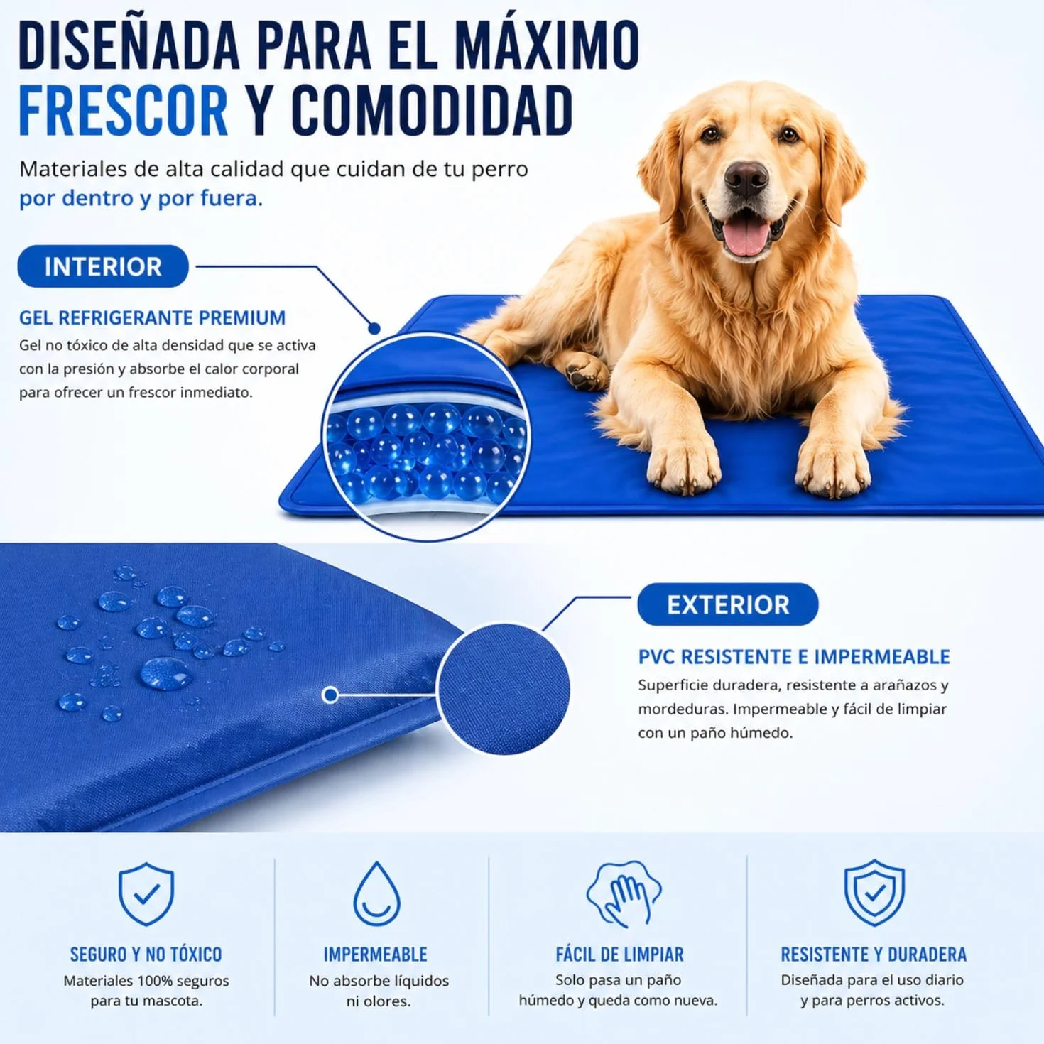 Cama Perro Verano 90 x 50 cm – Manta refrescante para Perros Colchoneta Cama Refrescante Perro Alfombra Refrescante Perro Cama Fria para Perros Manta Fria Perros y Gatos Alfombra Refrescante Mascotas