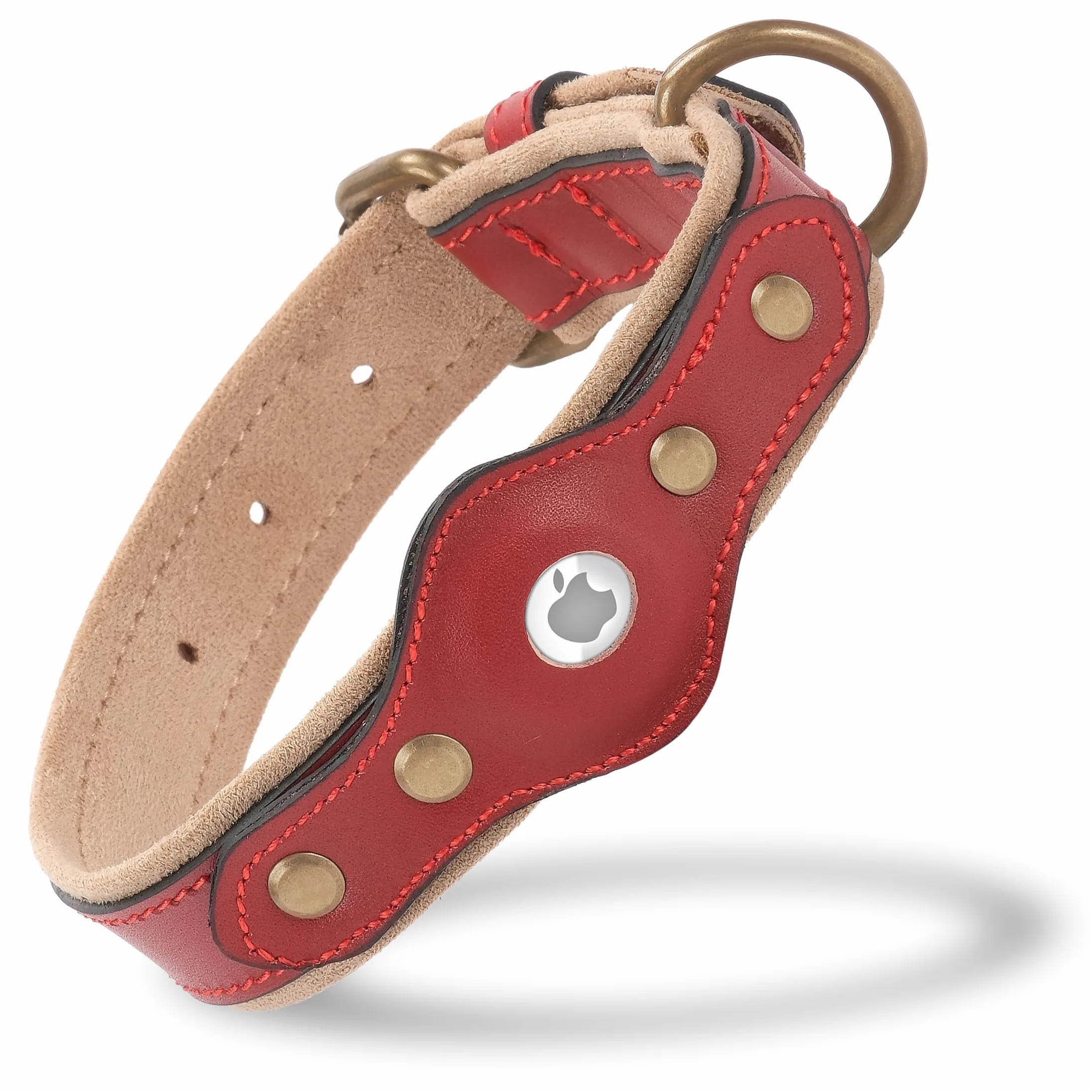 Filbert Collar de perro con soporte para Airtag, collar de perro Airtag, collar de cuero para perro Airtag, collares de cuero para perros grandes compatibles con Apple Air Tag, collar Airtag 5