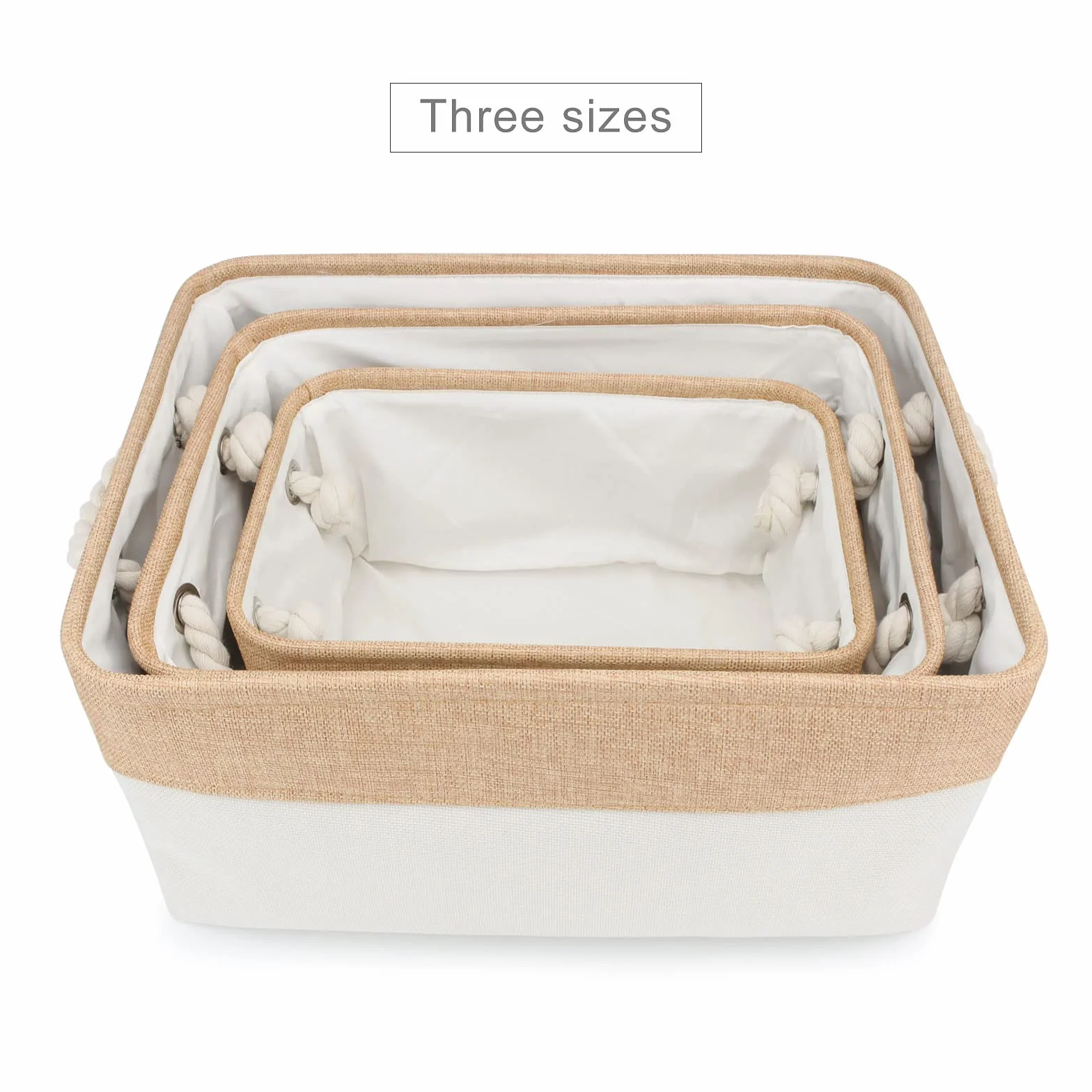 Cesta de almacenaje personalizada con nombre y dibujo, cesta plegable para juguetes de perro con asa de algodón, caja de almacenaje para organizar comida, ropa y accesorios para perros(Beige)