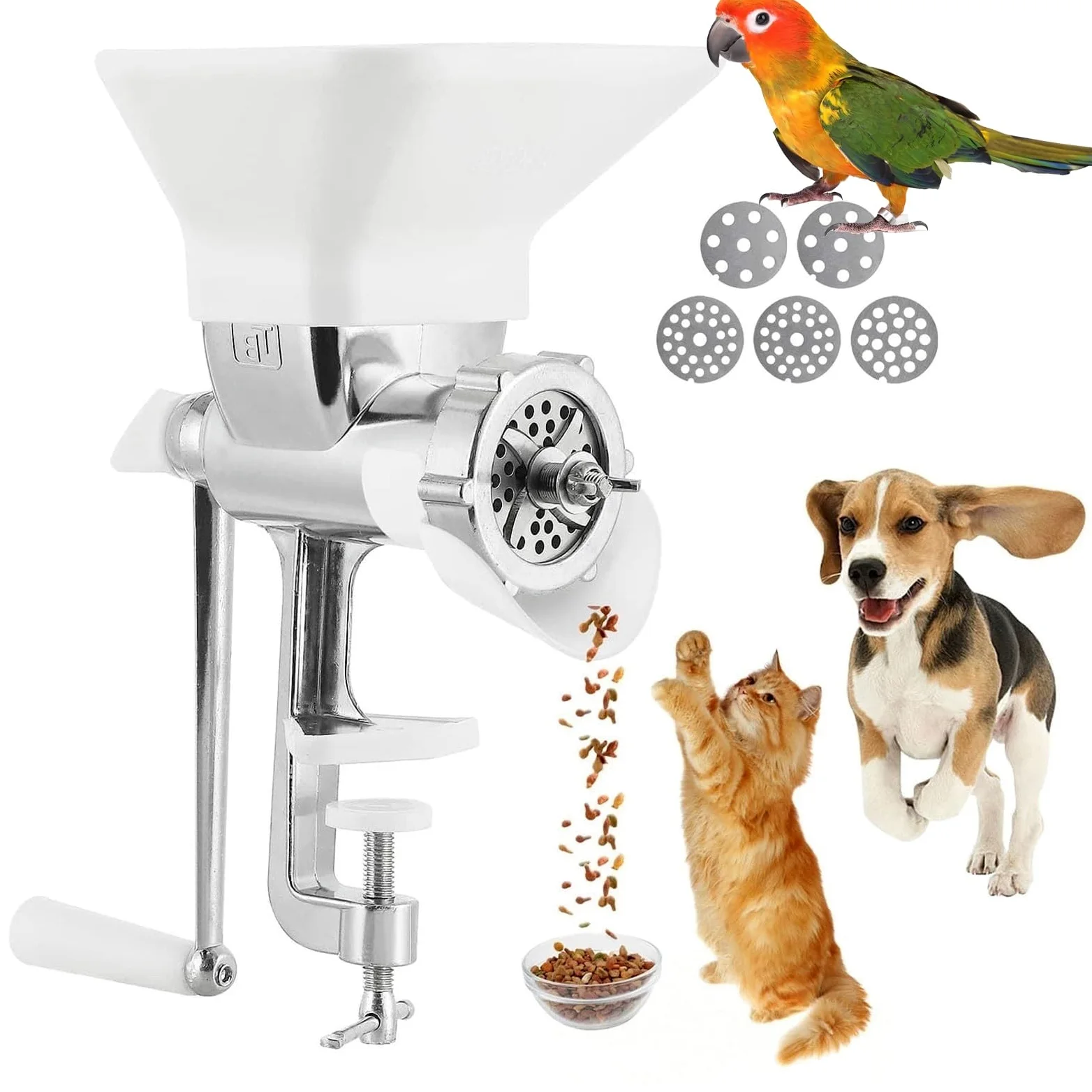 Granuladora De Alimento For Animales, Máquina Manual De Pellets, Granuladora De Cebo For Mascotas, Molino De Pellets con Varios Moldes De Acero Inoxidable De 1,5-8 Mm(Large Size 4-10mm)