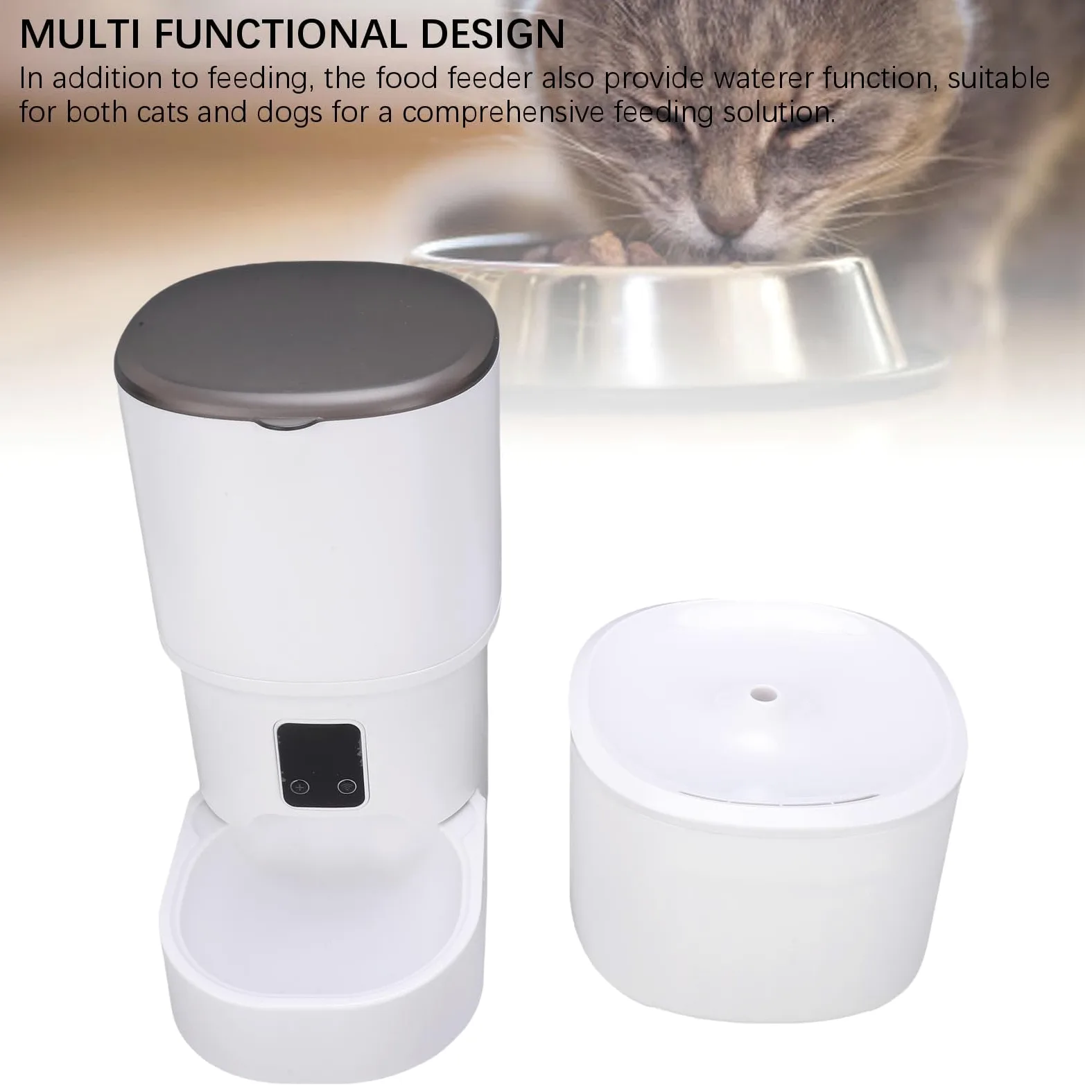 FILFEEL Dispensador de Comida y Bebedero para Mascotas con Control de Aplicación Wi-Fi - Comedero Automático de Doble Función para Perros y Gatos, Silencioso, Comida de 4,5 L + Capacidad de 3,5 L,
