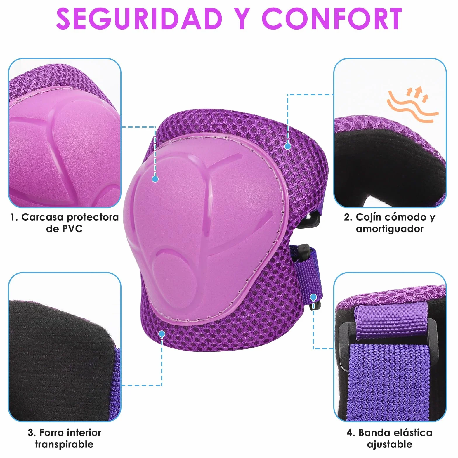 ZWOOS Protecciones Patines Niño 7PCS Casco Rodilleras Coderas Muñequeras Ciclismo Patinaje