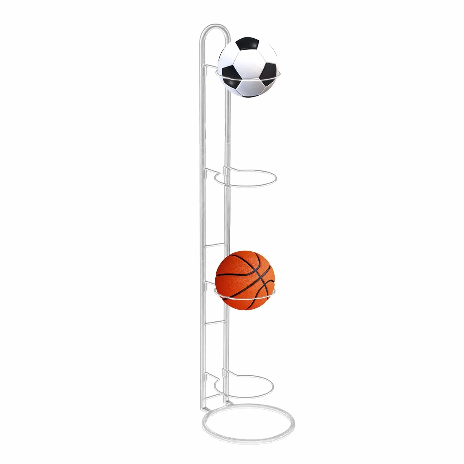 Rockible Estante de Bolas de 4 Niveles, Almacenamiento Vertical de Baloncesto