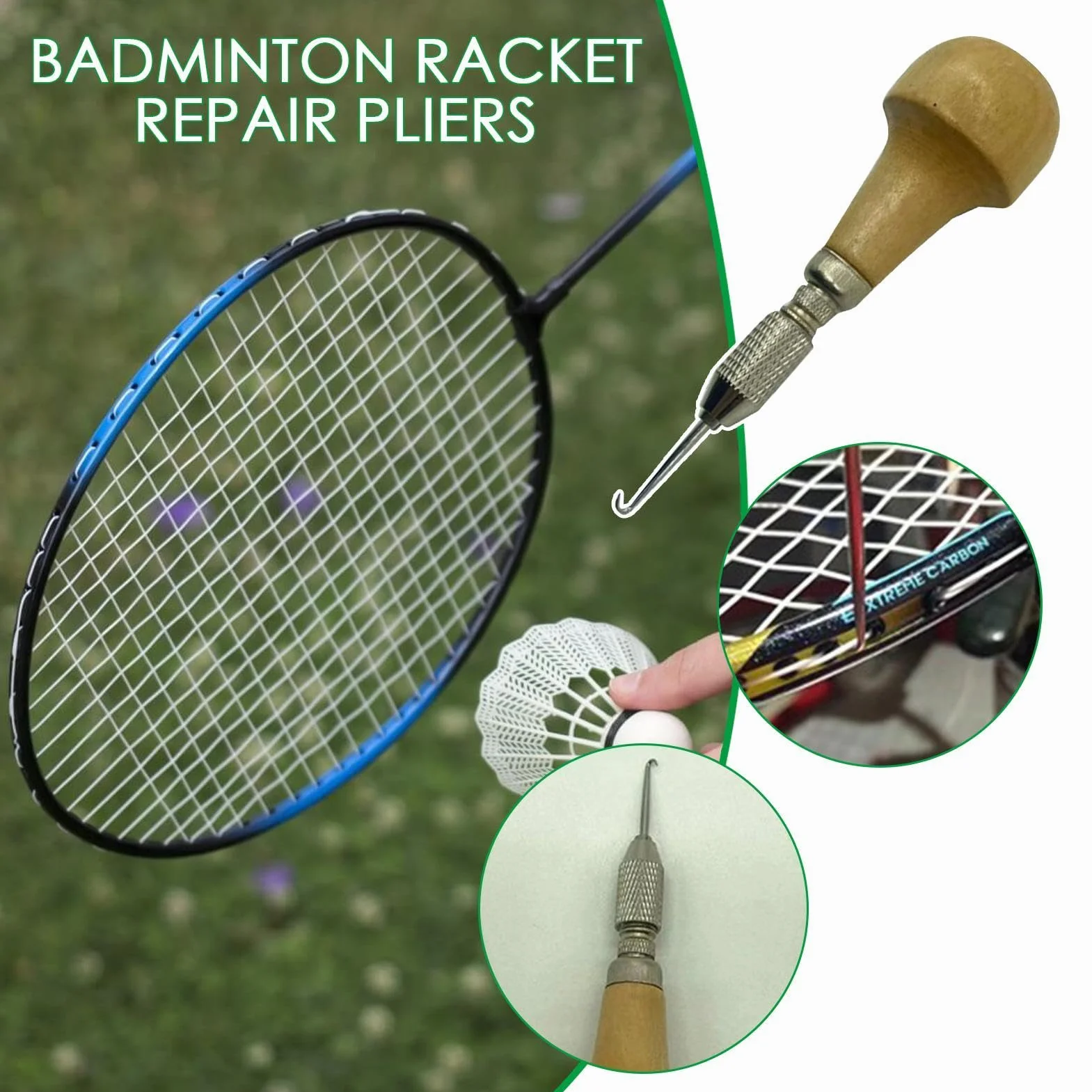 Herramienta para encordar Raquetas de Tenis, Squash y Bádminton, Extractor de Cuerdas de Bricolaje