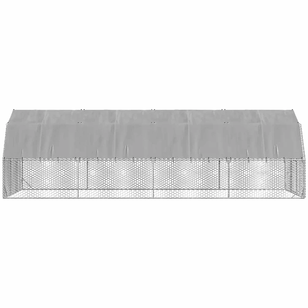 Gallinero de 2,5 x 8 x 2,25 m, con techo, para gallinero, de acero galvanizado, para aves de corral, patos, gansos, cercado estable con malla de alambre y puerta