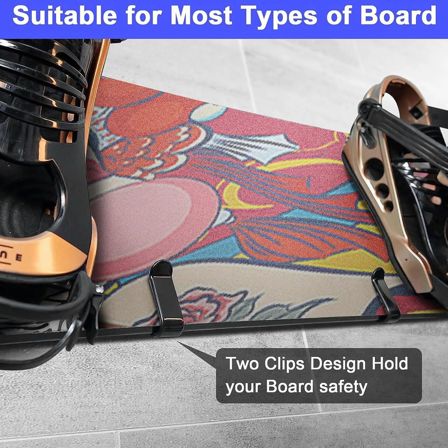 Soporte de pared para tabla de snowboard, clips horizontales de montaje para garaje