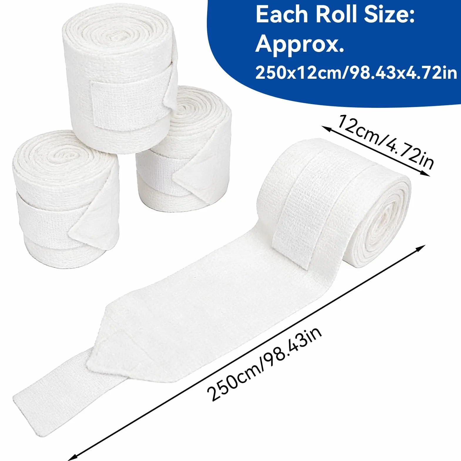 Agatige Envolturas de Pata de Caballo, 250x12cm 4 Rollos Envolturas de Pierna de Caballo Vellón Grueso Vendaje de Pierna de Caballo Soporte Equipo Ecuestre Profesional para Patas de Caballo