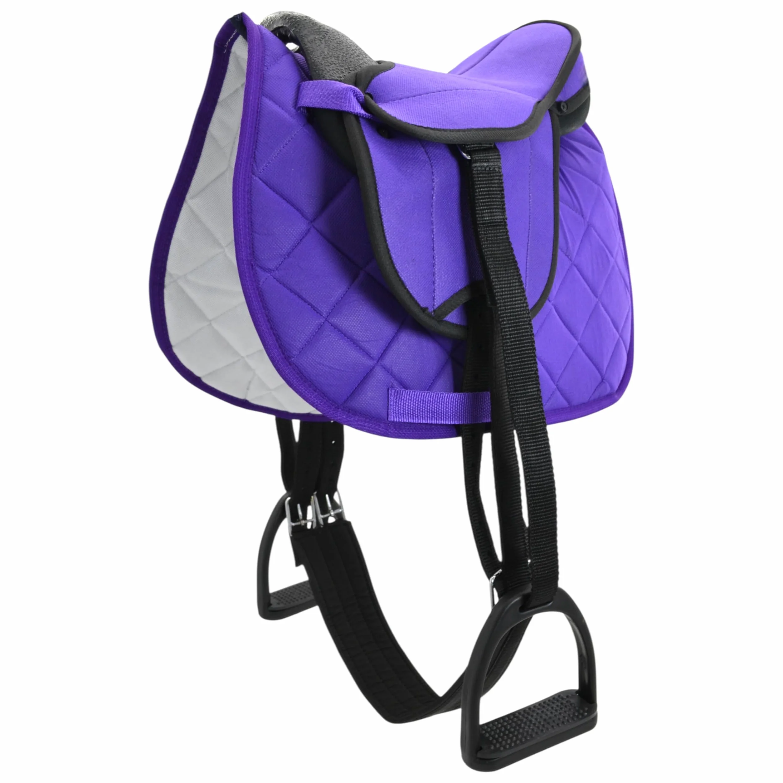 PFIFF 103120 Pro - Juego de sillines para Caballos de Madera o de Juego, Juego Completo para niños, Silla de Montar, Color Morado