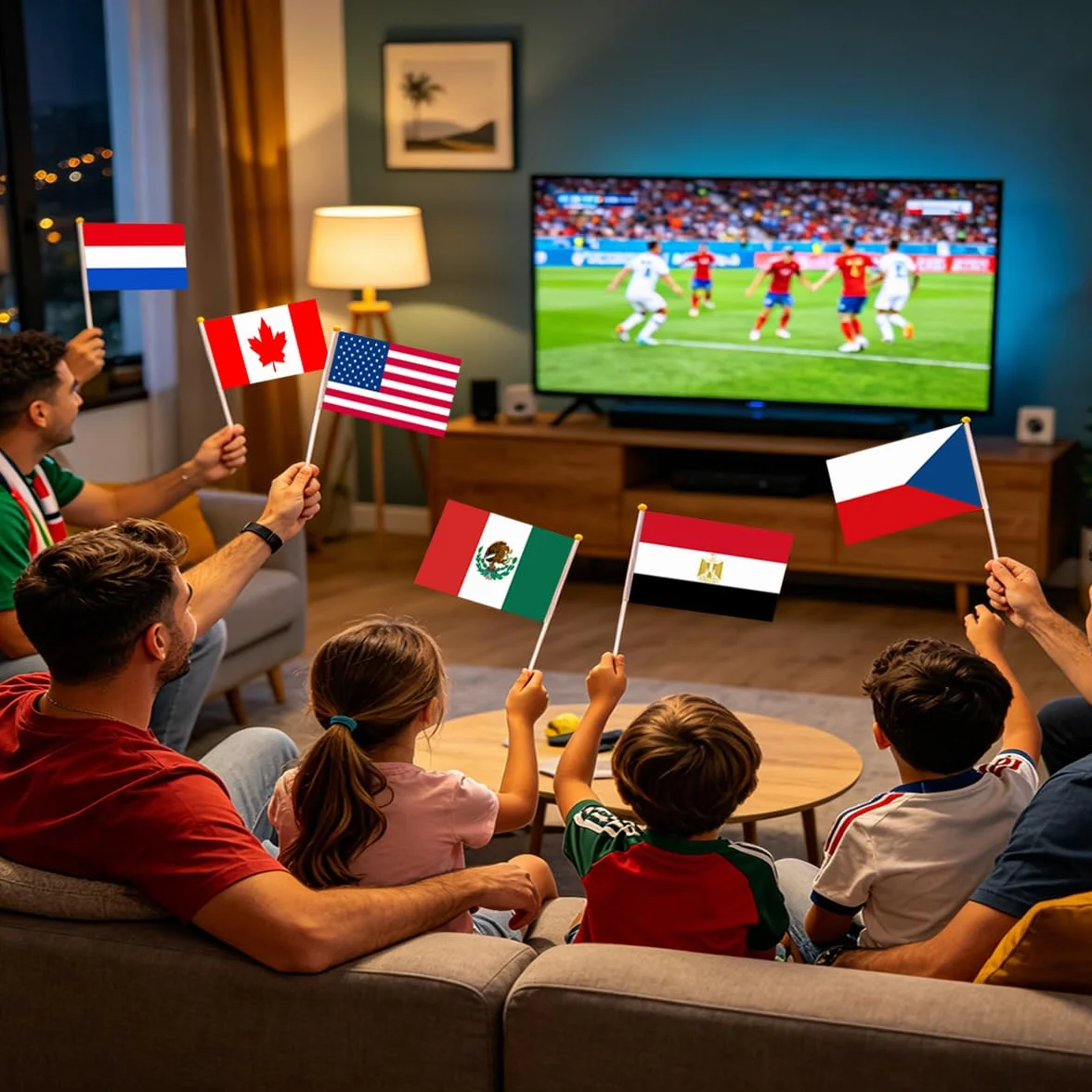 Bandera de Mano Copa del Mundo 2026 Fútbol, 48 Banderas de 48 Países, Decoración para Fiestas