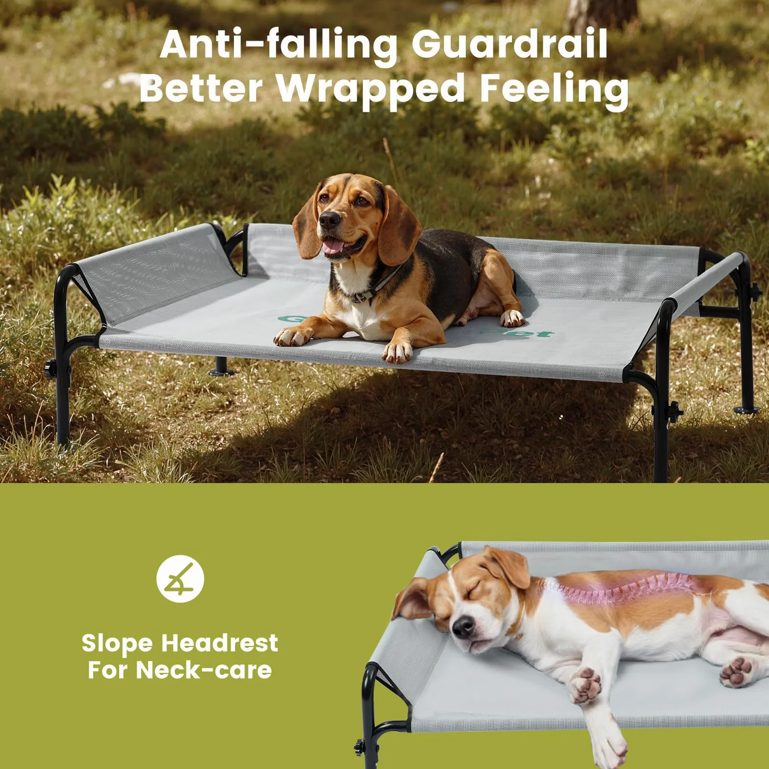 Gardner Pet Cama Elevada para Perros Medianos y Grandes, Cama Transpirable para Interior y Exterior con Malla Lavable, Estructura Metálica Robusta, Tamaño S, Negro