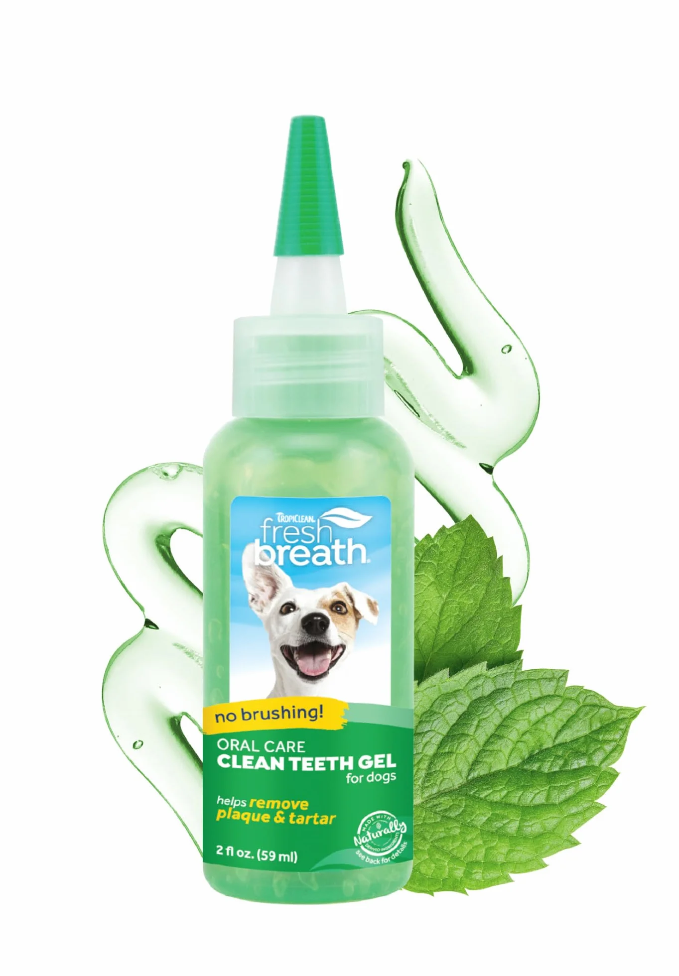 Fresh Breath by TropiClean - Gel de Cuidado Bucal para Perros, Mascotas, Gatos - Sin Cepillado - Ayuda a Eliminar la Placa, el Sarro y la Enfermedad Gingival - Original - 59 ml