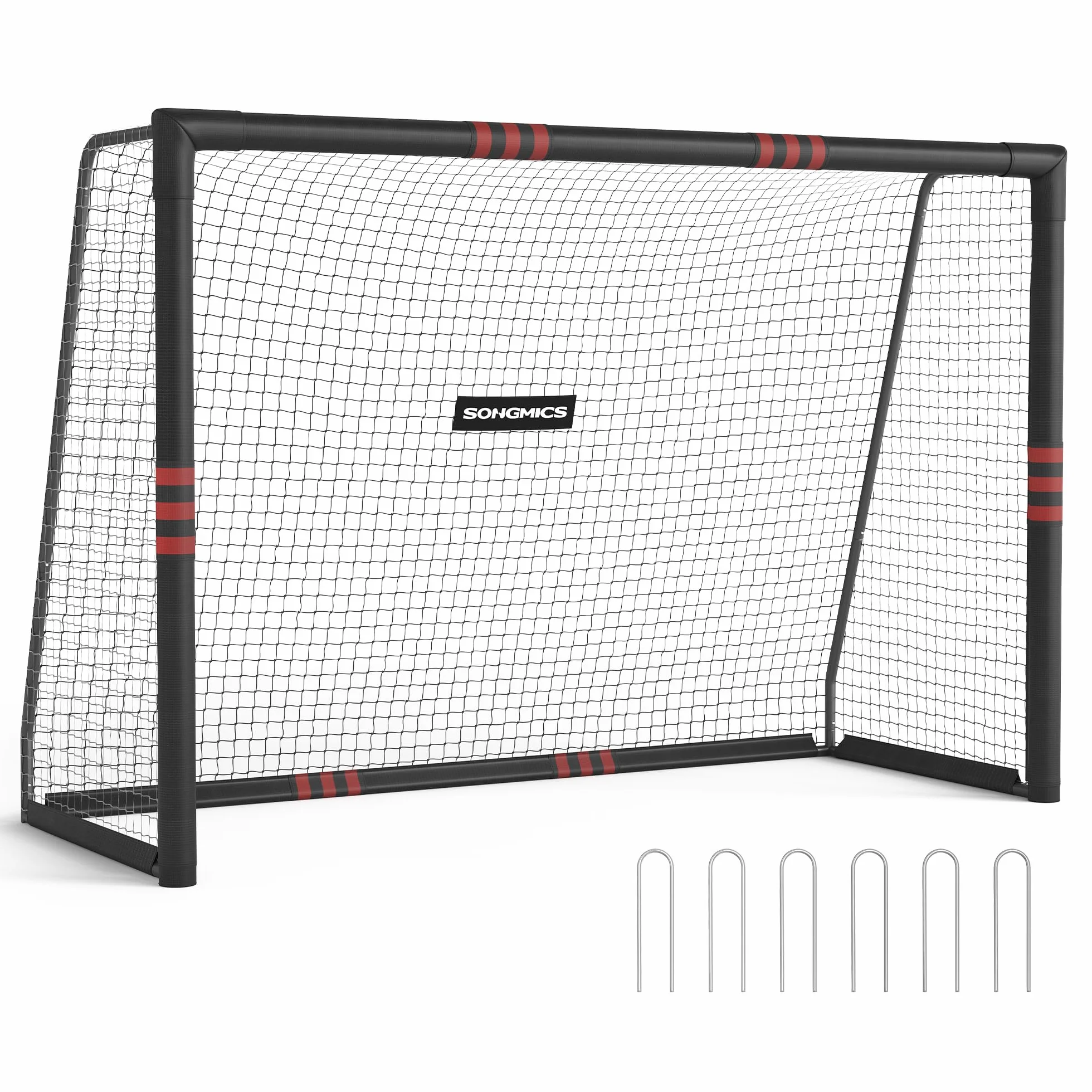 SONGMICS Portería de Fútbol 120 x 300 x 200 cm Acero Red PE Exterior Negro