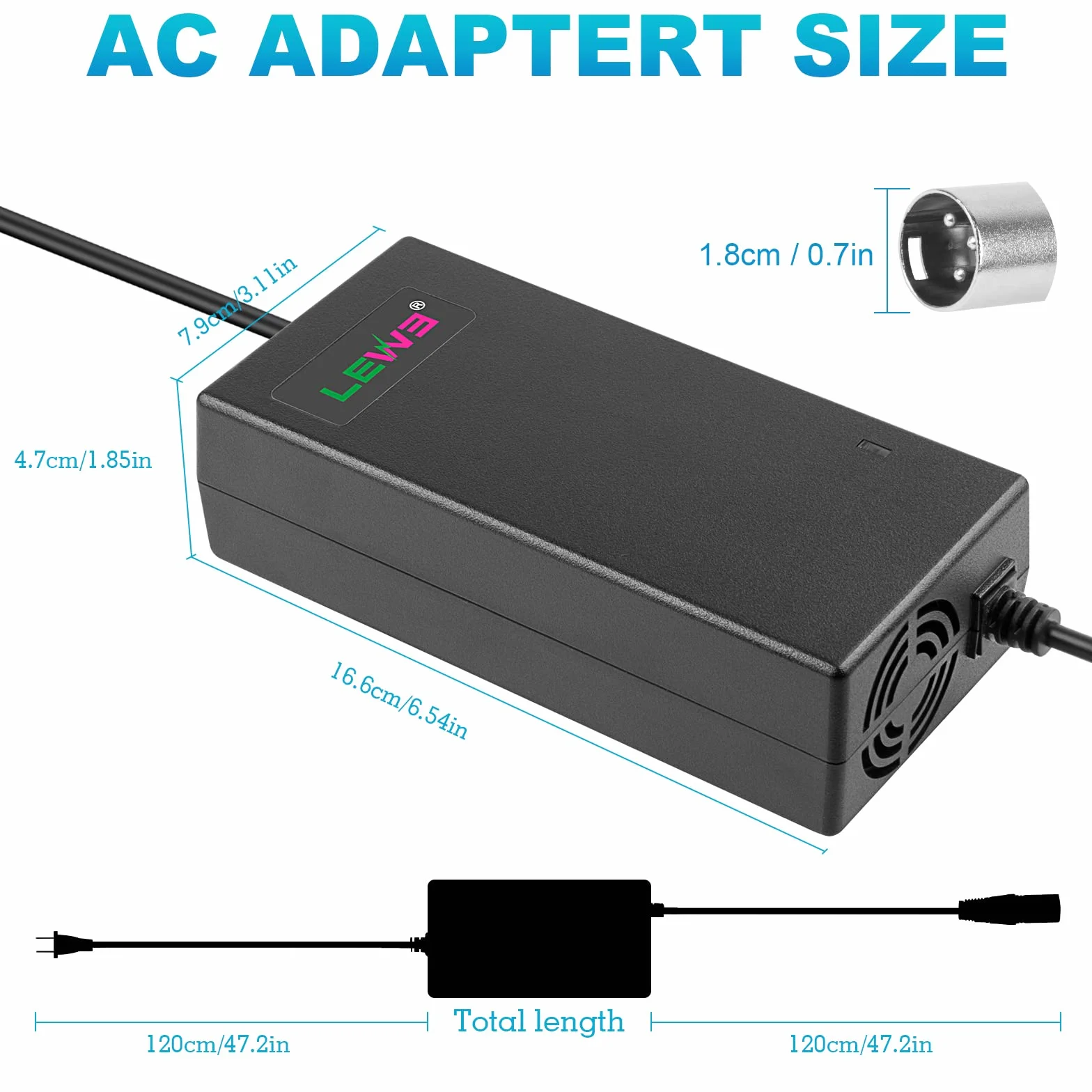 LabTEC Cargador Scooter Eléctrico 24V 2A-5A XLR para Silla de Ruedas, Carrito de Golf, E-Bike